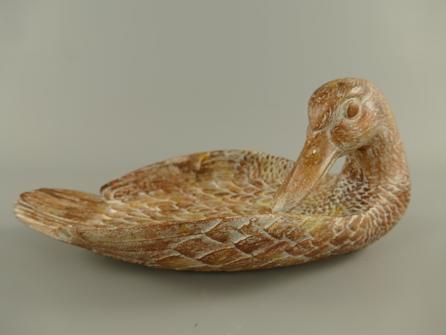 *RAUS-50% Schale Swan Polyst. Holz farbig L.38cm