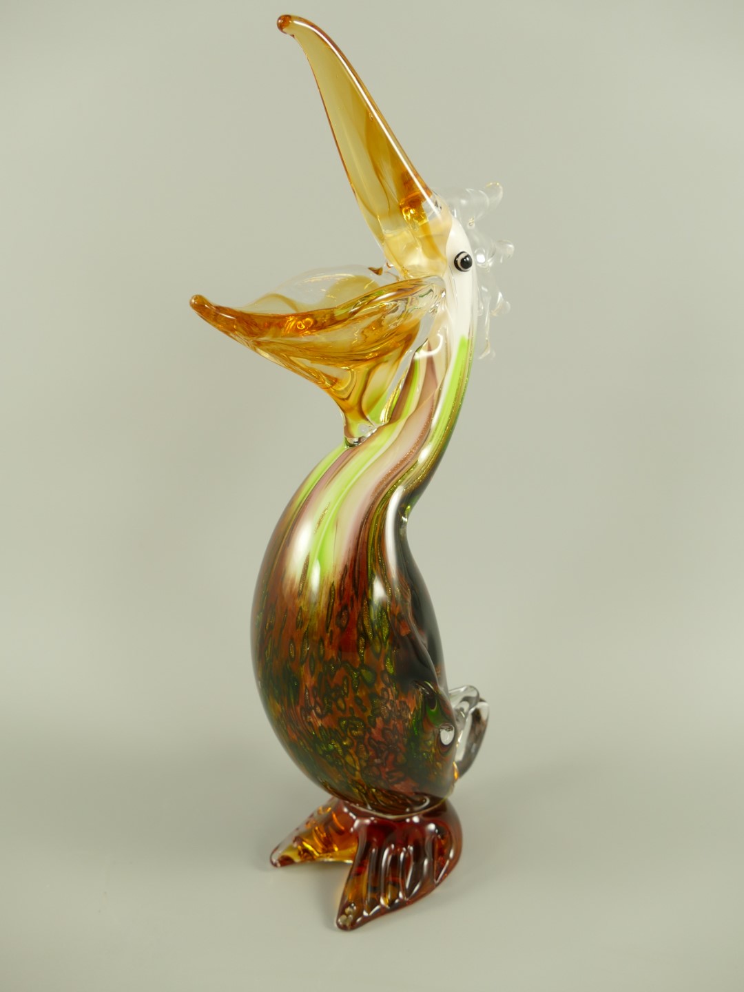 Glasfigur Pelikan farbe H.38cm