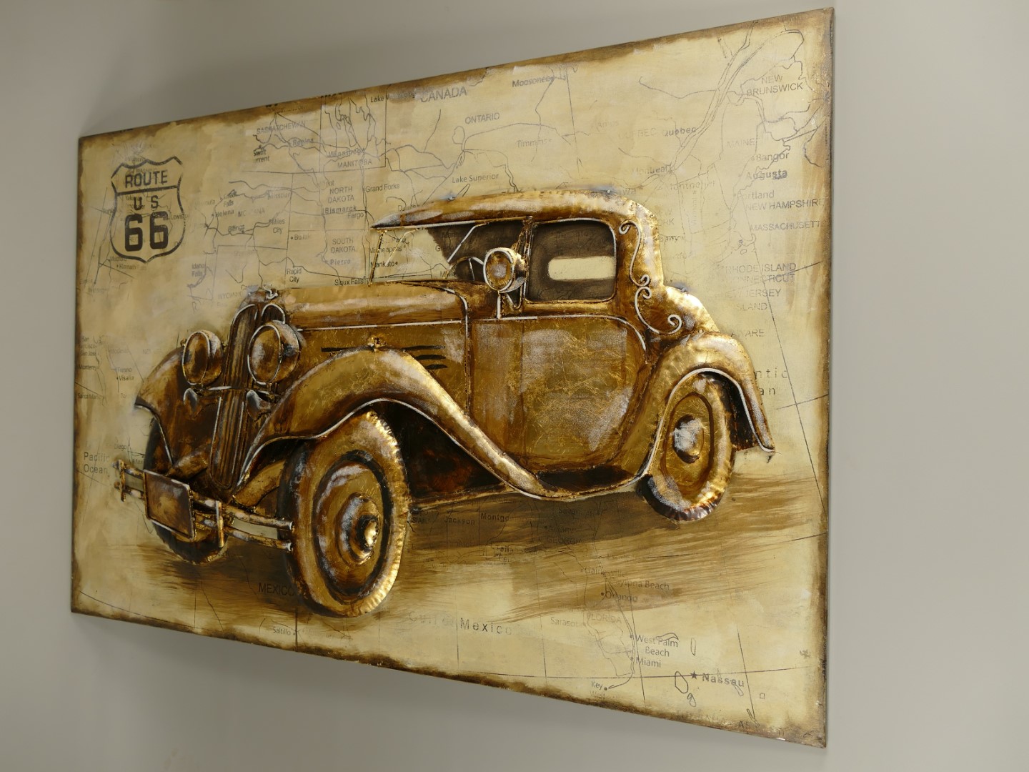 (*)Metallbild (3D) Eisen Auto L.120x80cm
