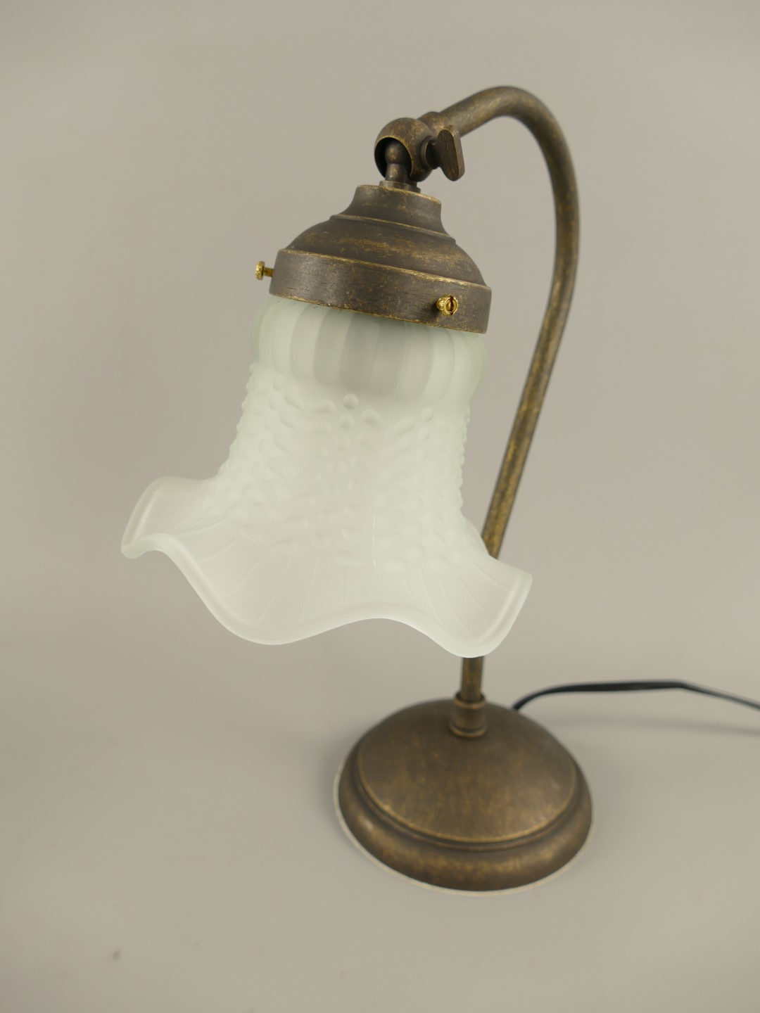 Lampe Messing brün. Schirm(176.020) GH.6-H.30cm
