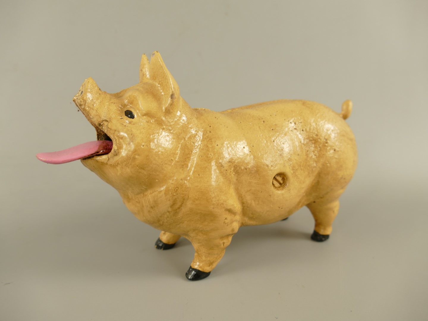 Spardose(Mechan.)Figur SCHWEIN Eisen L.21cm