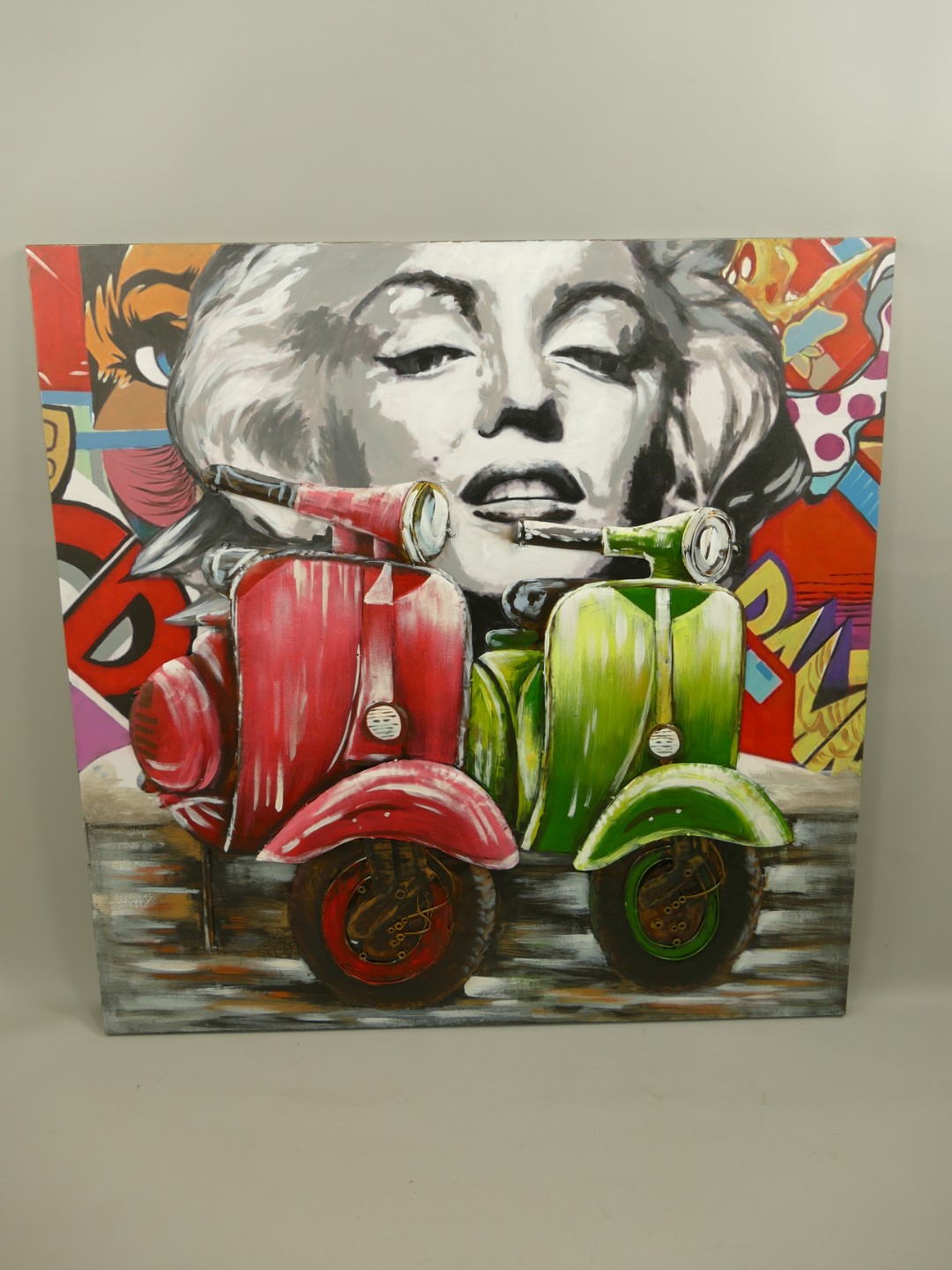 (*) Metallbild (3D) Eisen Scooter H.100x100cm