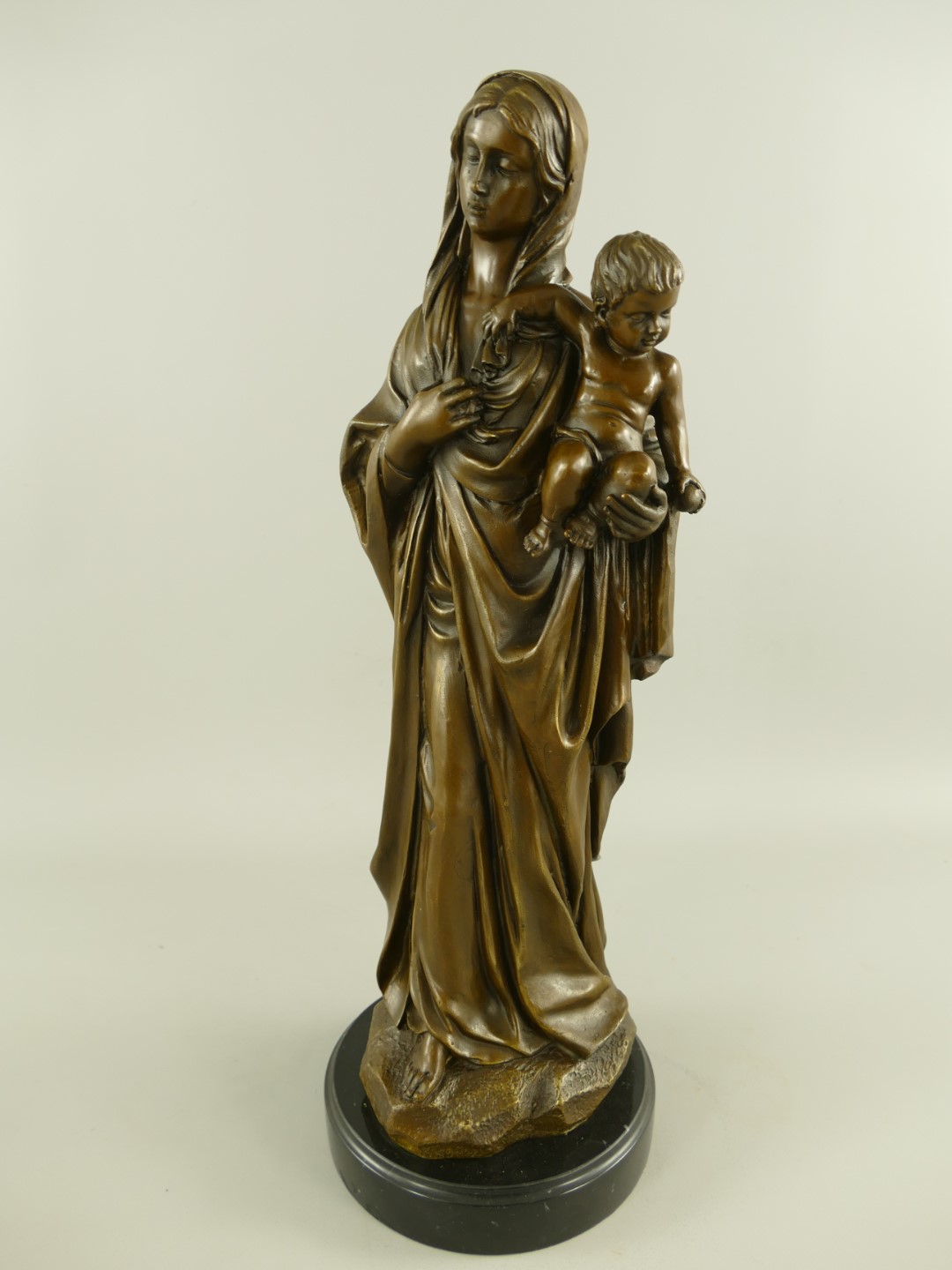 Figur Bronze Madonna mit Kind H.58x20cm