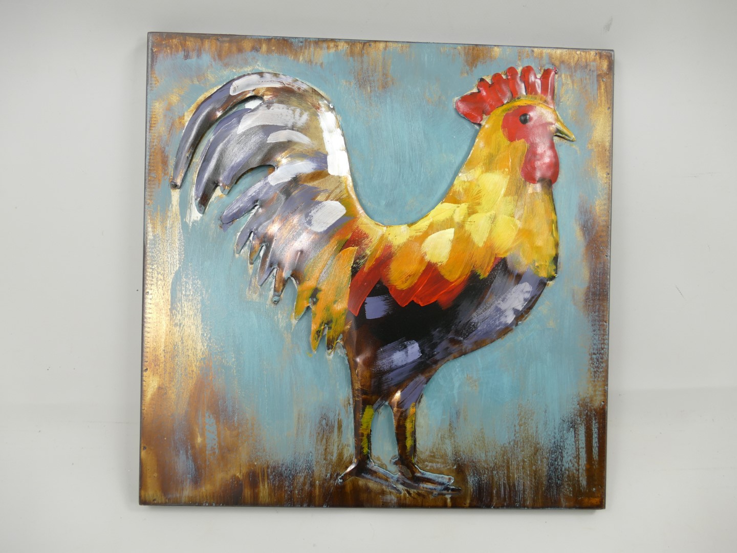 Metallbild (3D) Eisen Hahn H.40x40cm Metallbild (3D) Eisen Hahn H.40x40cm