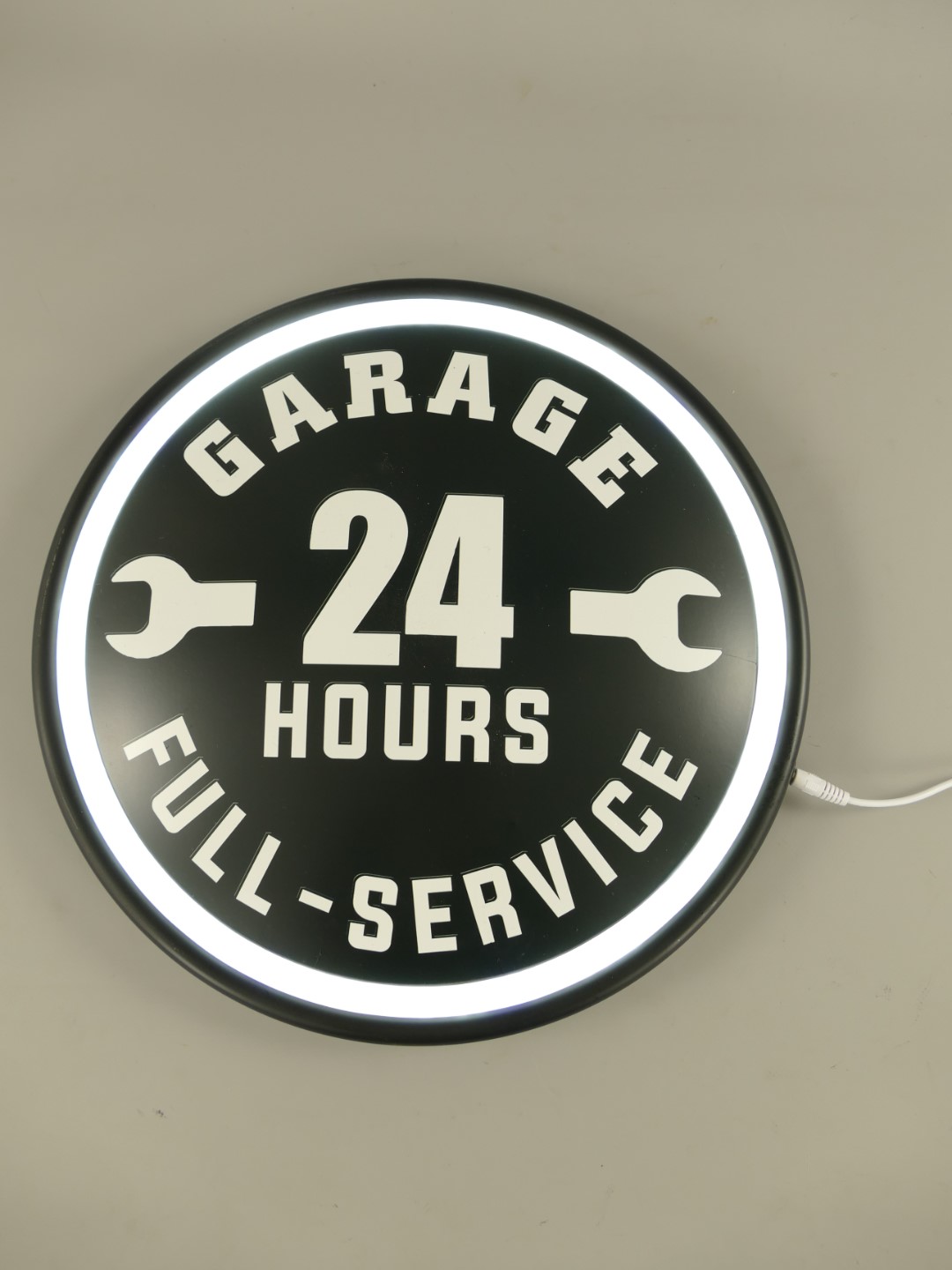 Wandschild Gestanzt mit Led Garage 24 Hours D.38cm Wandschild Gestanzt mit Led Garage 24 Hours D.38cm