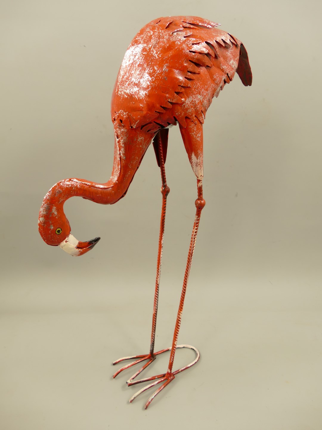 Flamingo Eisen Rose farbig H.66cm