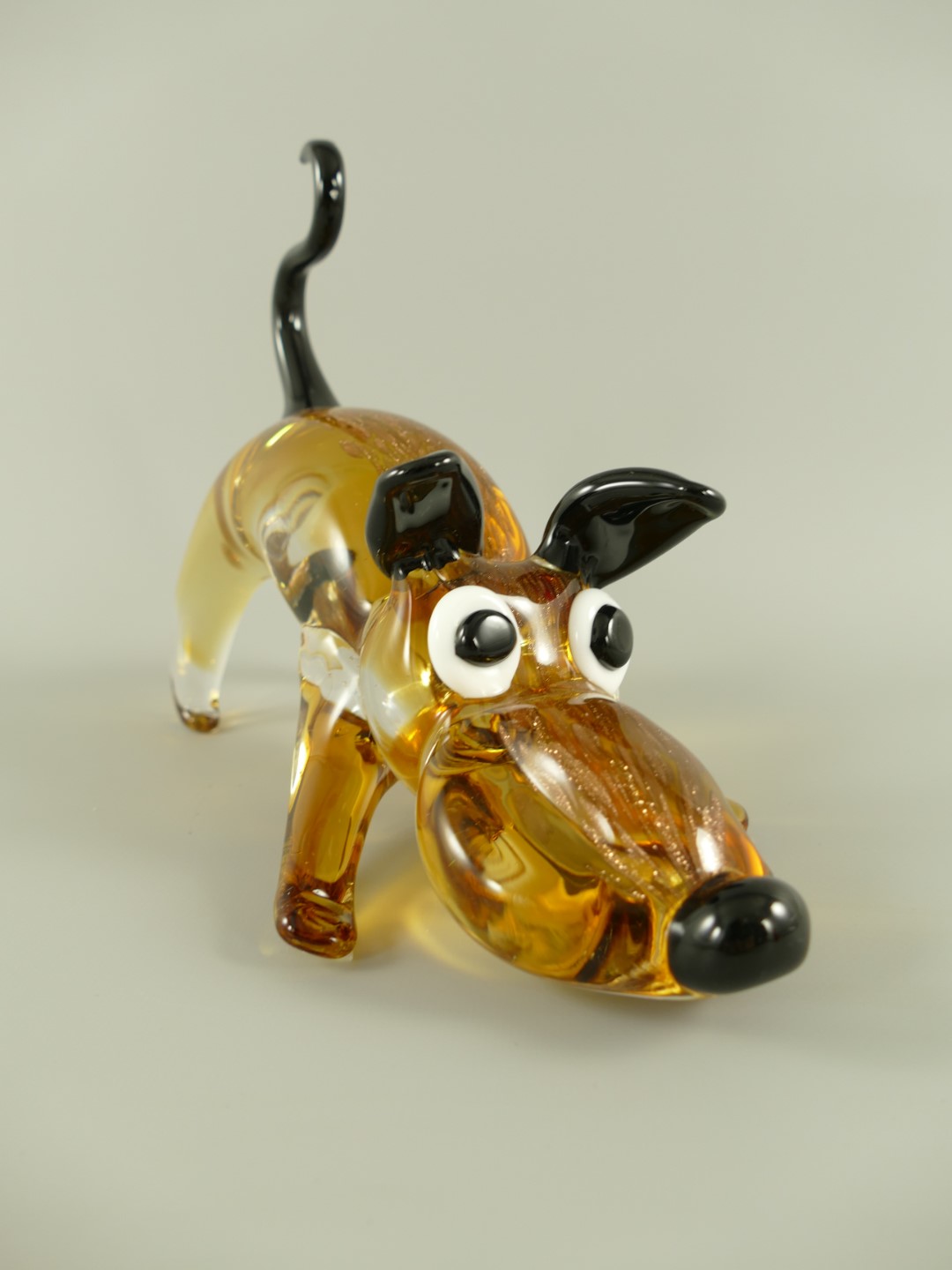 Glasfigur Hund farbe L.25cm