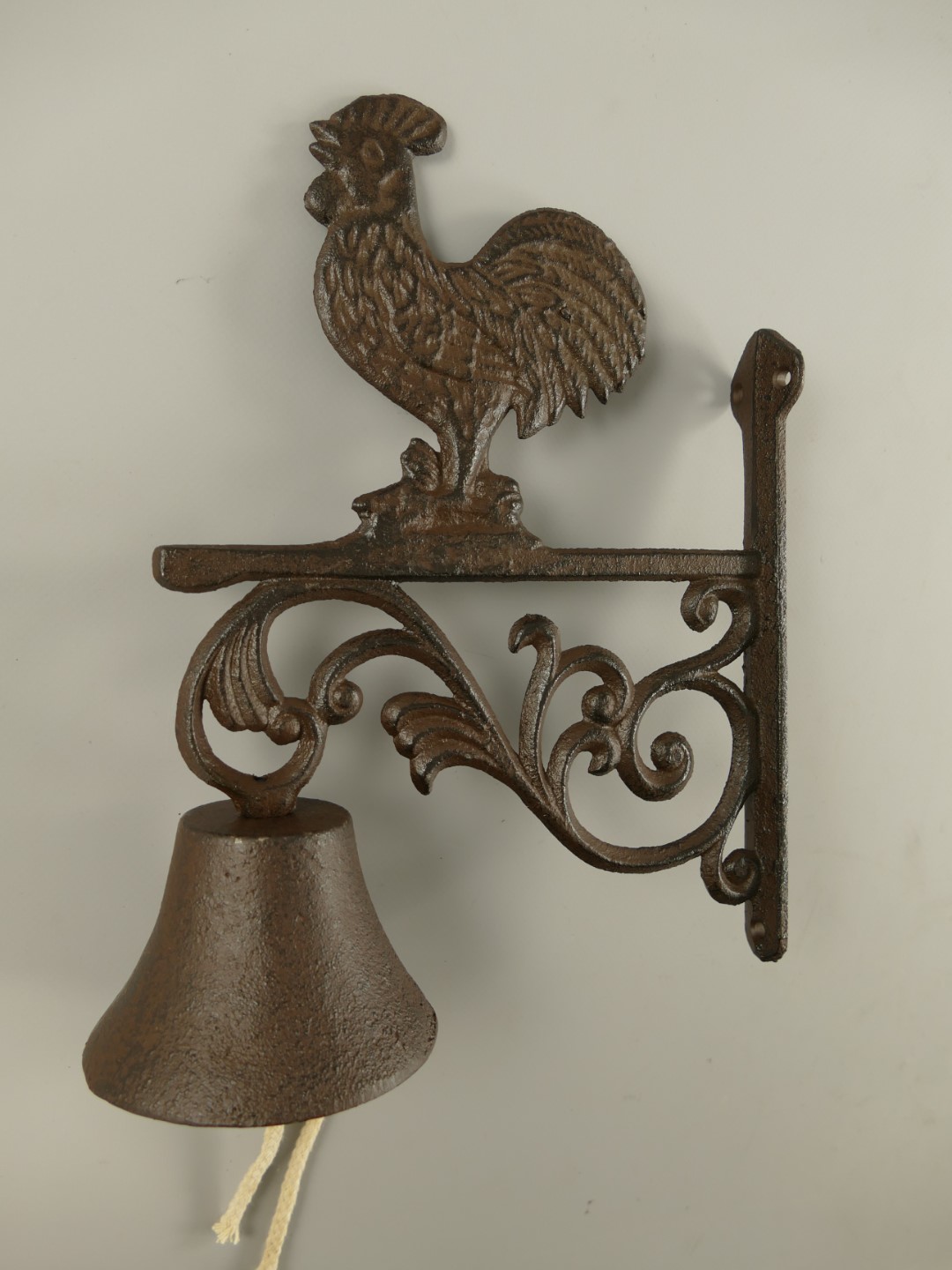Wandglocke Hahn Gußeisen rustikal braun H.28cm