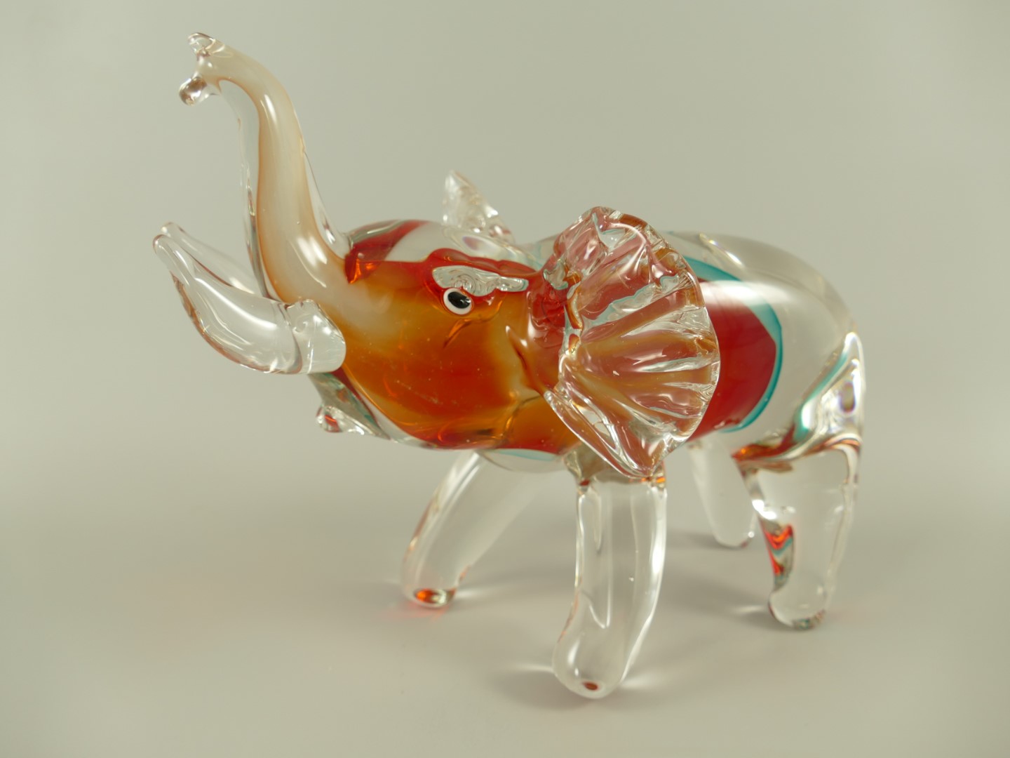 *ANG. Glasfigur Elefant farbe L.29x23cm