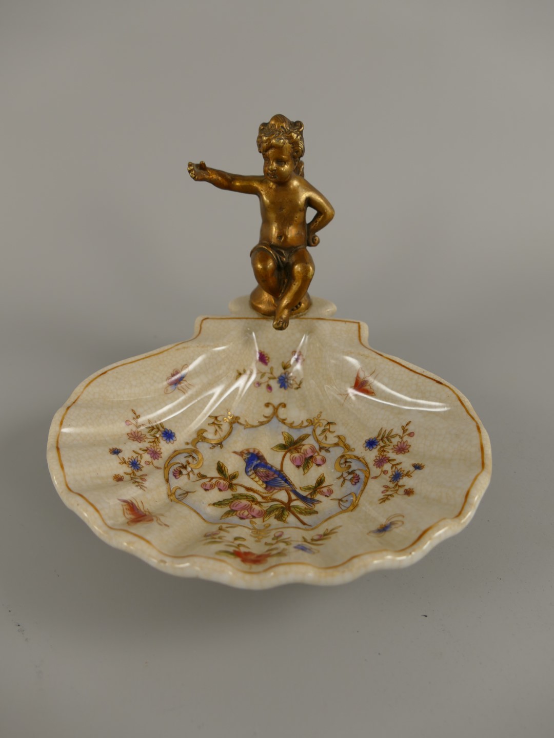 Porzellan/Mess. Schale figur VOGEL H.11x14cm Porzellan/Mess. Schale figur VOGEL H.11x14cm