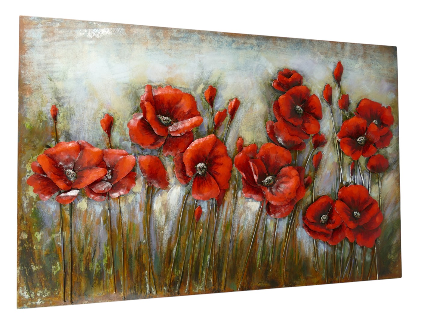 *ANG./JUNI (*)Metallbild(3D) Eisen Blumen L.120cm