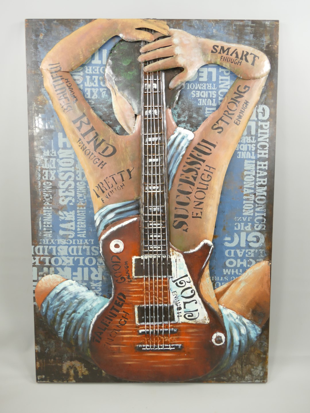 (*) Metallbild (3D) Frau mit Gitarre H.120x80cm (*) Metallbild (3D) Frau mit Gitarre H.120x80cm