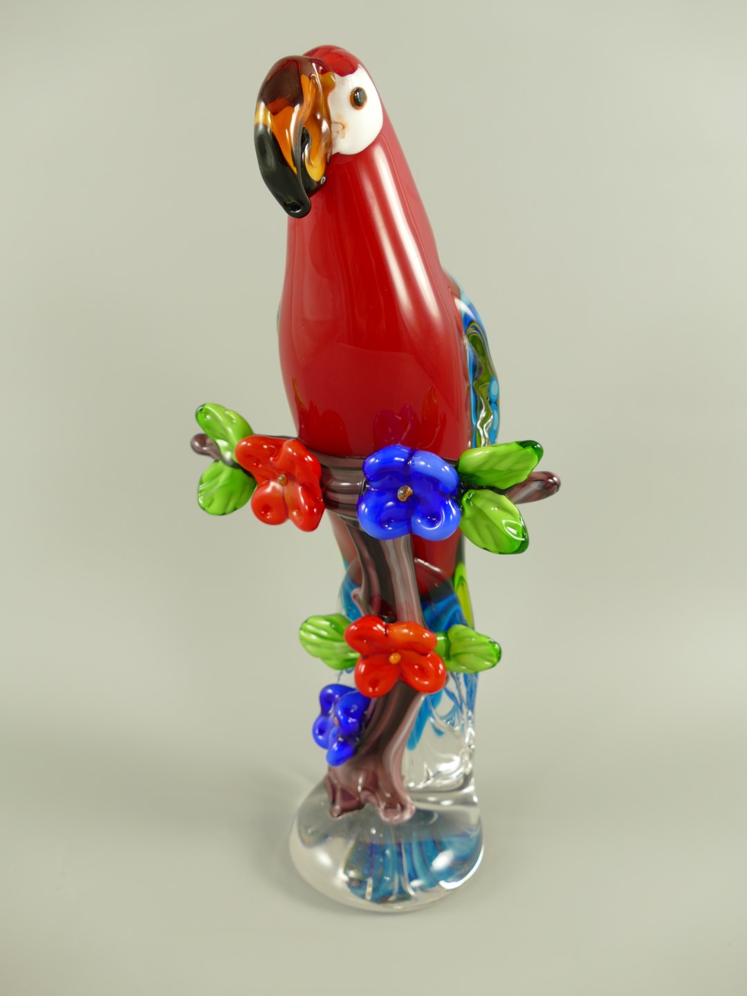 Glasfigur Papagei Murano farbe H.39cm