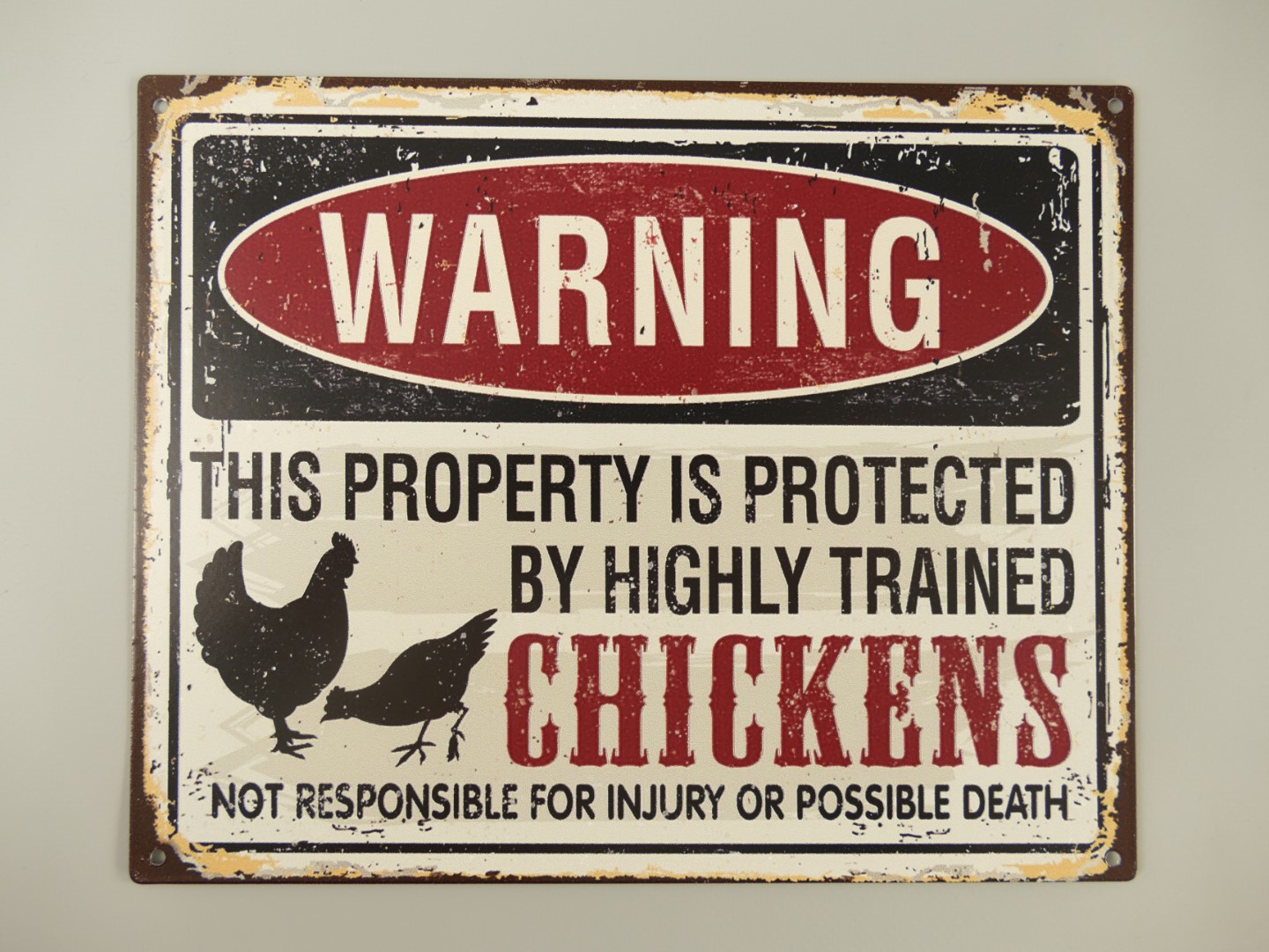 Wandschild Eisen Warning Chickens L.25x20cm