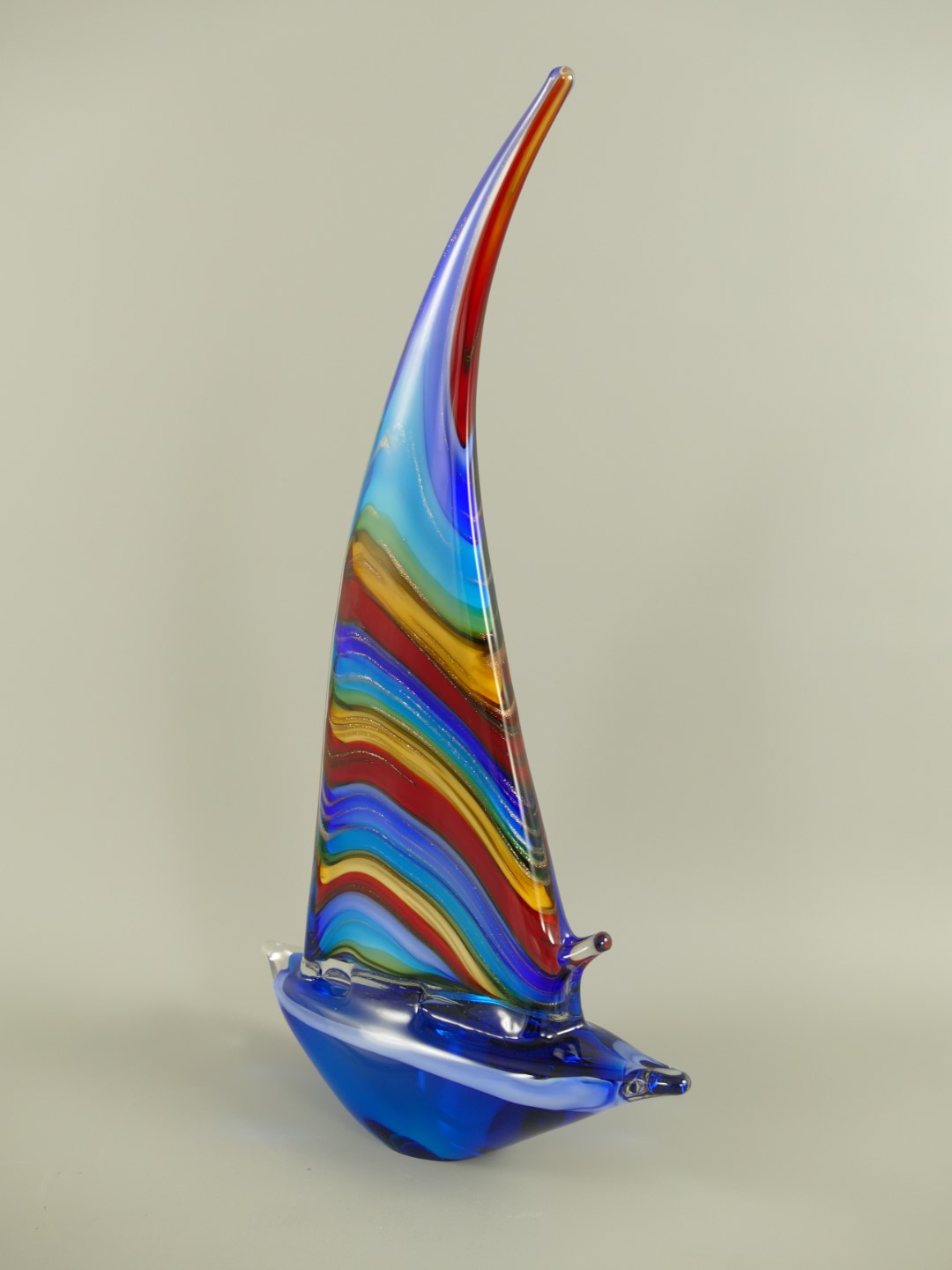 Glasfigur Schiff farbe H.42cm