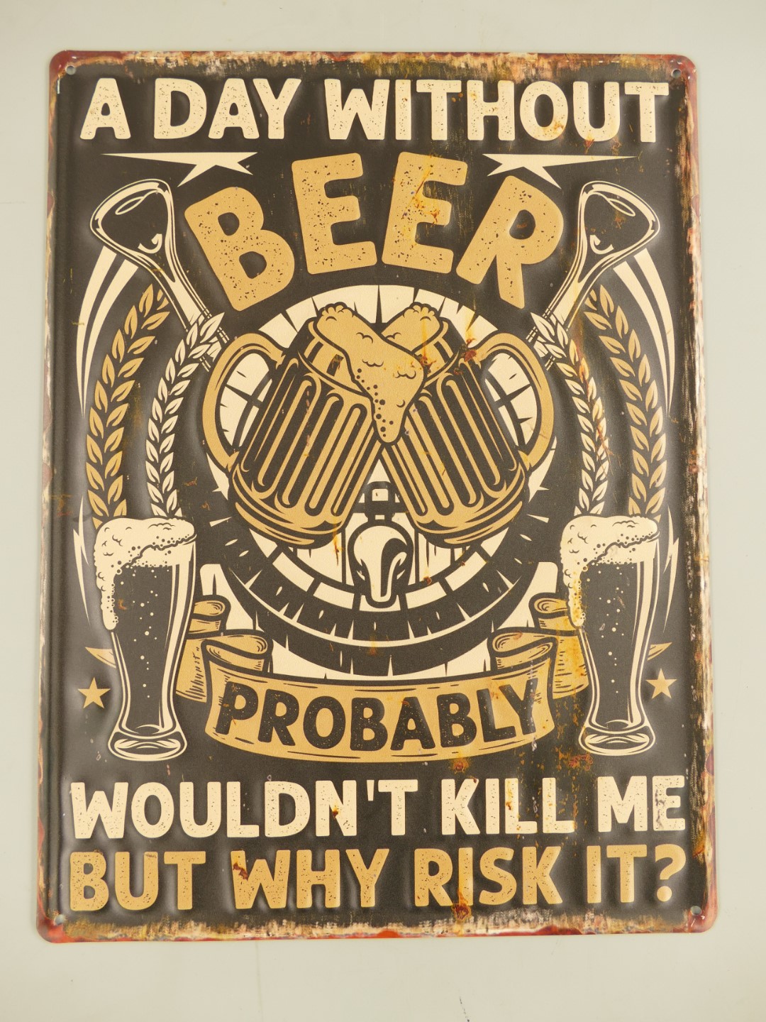 *ANG. Wandschild A day without Beer H.40x30cm