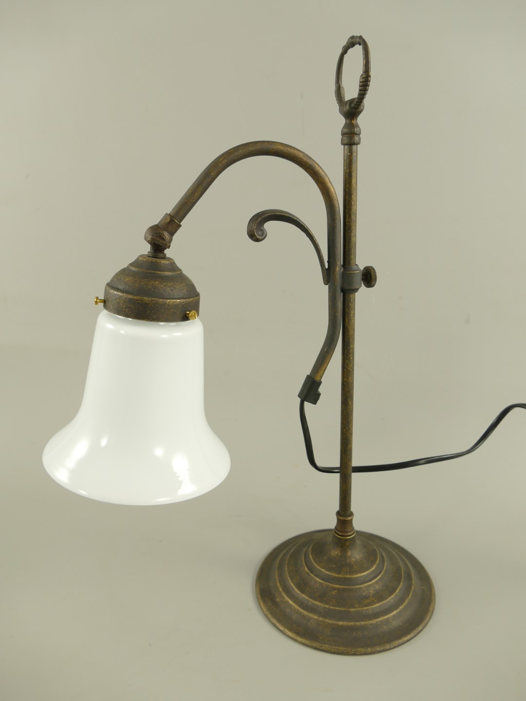 Lampe Messing brün. Schirm(215.017W) H.43cm