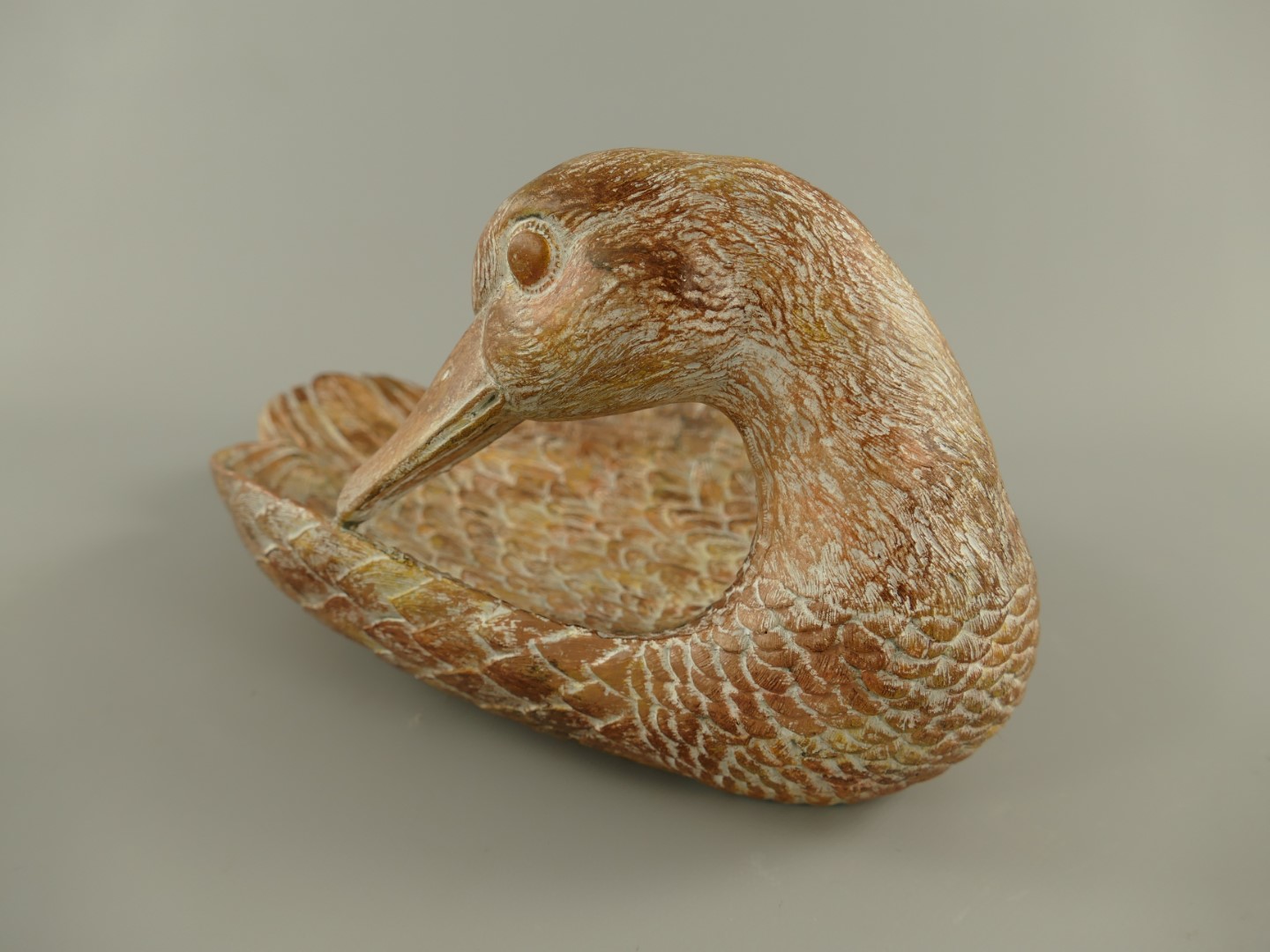 *RAUS-50% Schale Swan Polyst. Holz farbig L.38cm