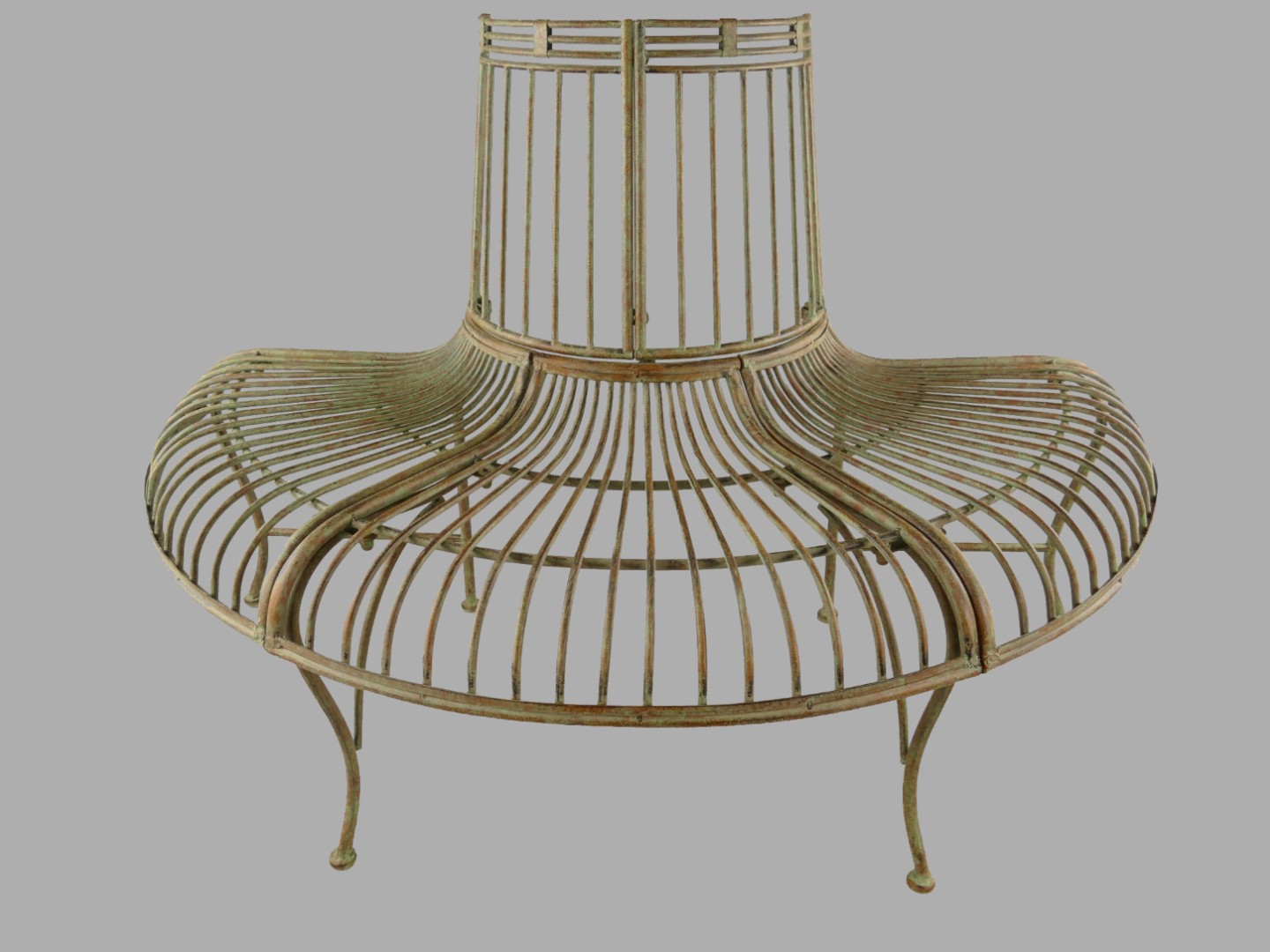 Baumbank 1/2 Eisen rustikal Grün L.135x87cm