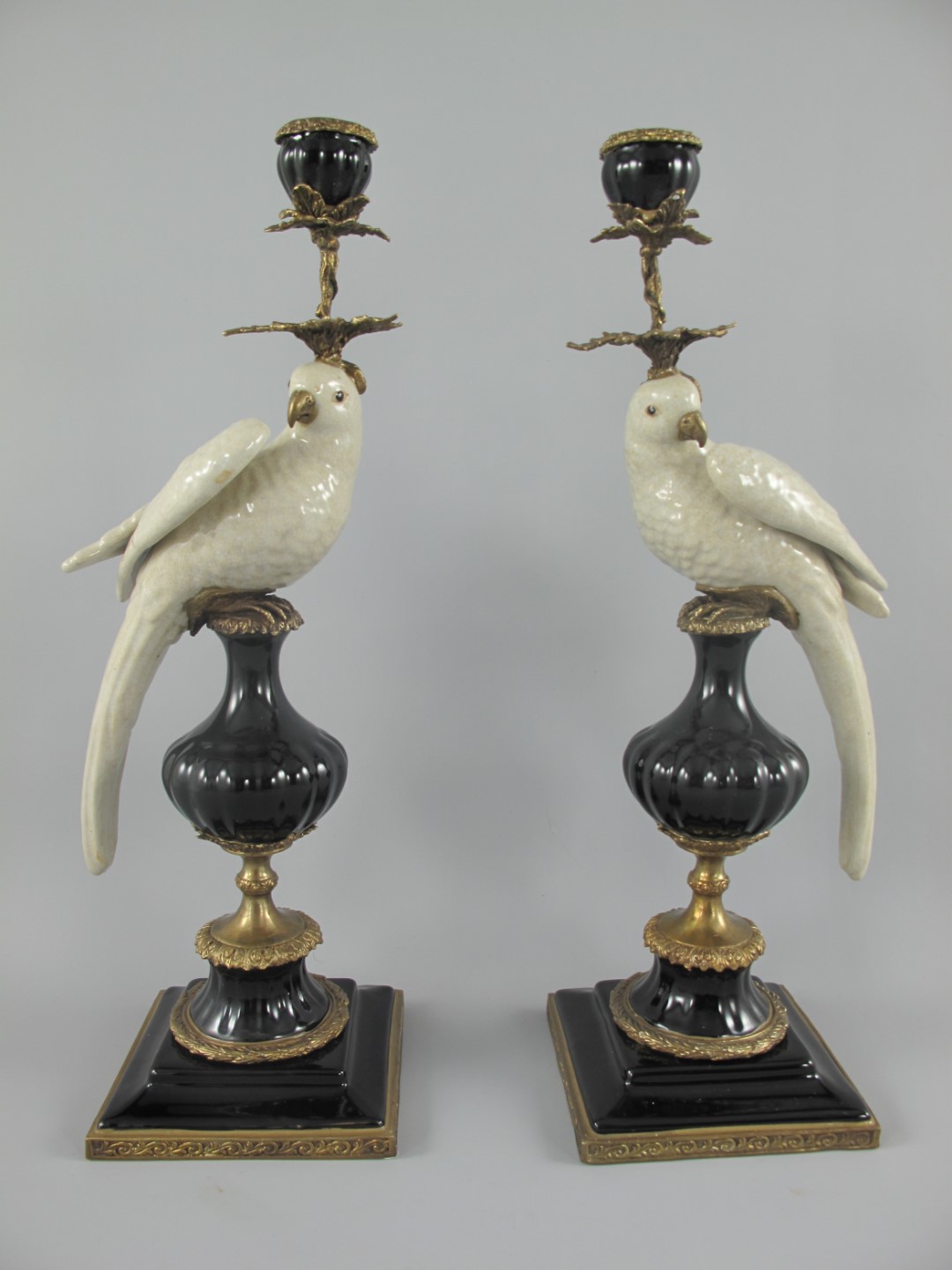 Porzellan/Bronz Papagei Links/Rechts H.48cm SET!! Porzellan/Bronz Papagei Links/Rechts H.48cm SET!!