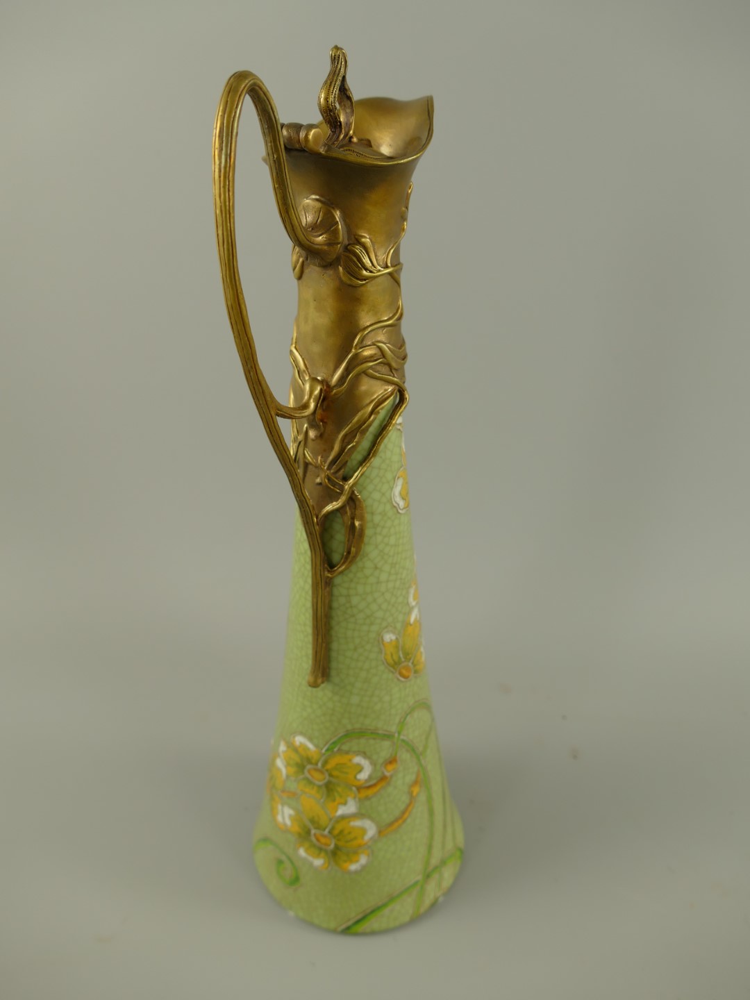 Porzellan/Messing Jugendstill Vase H.40cm
