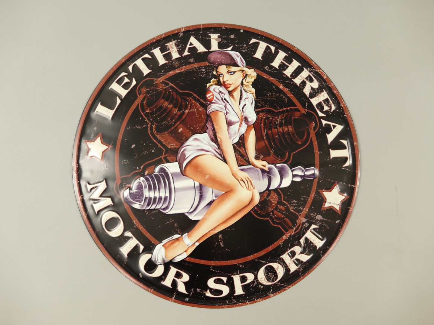 Wandschild Eisen Rund Lethal Threat D.40cm