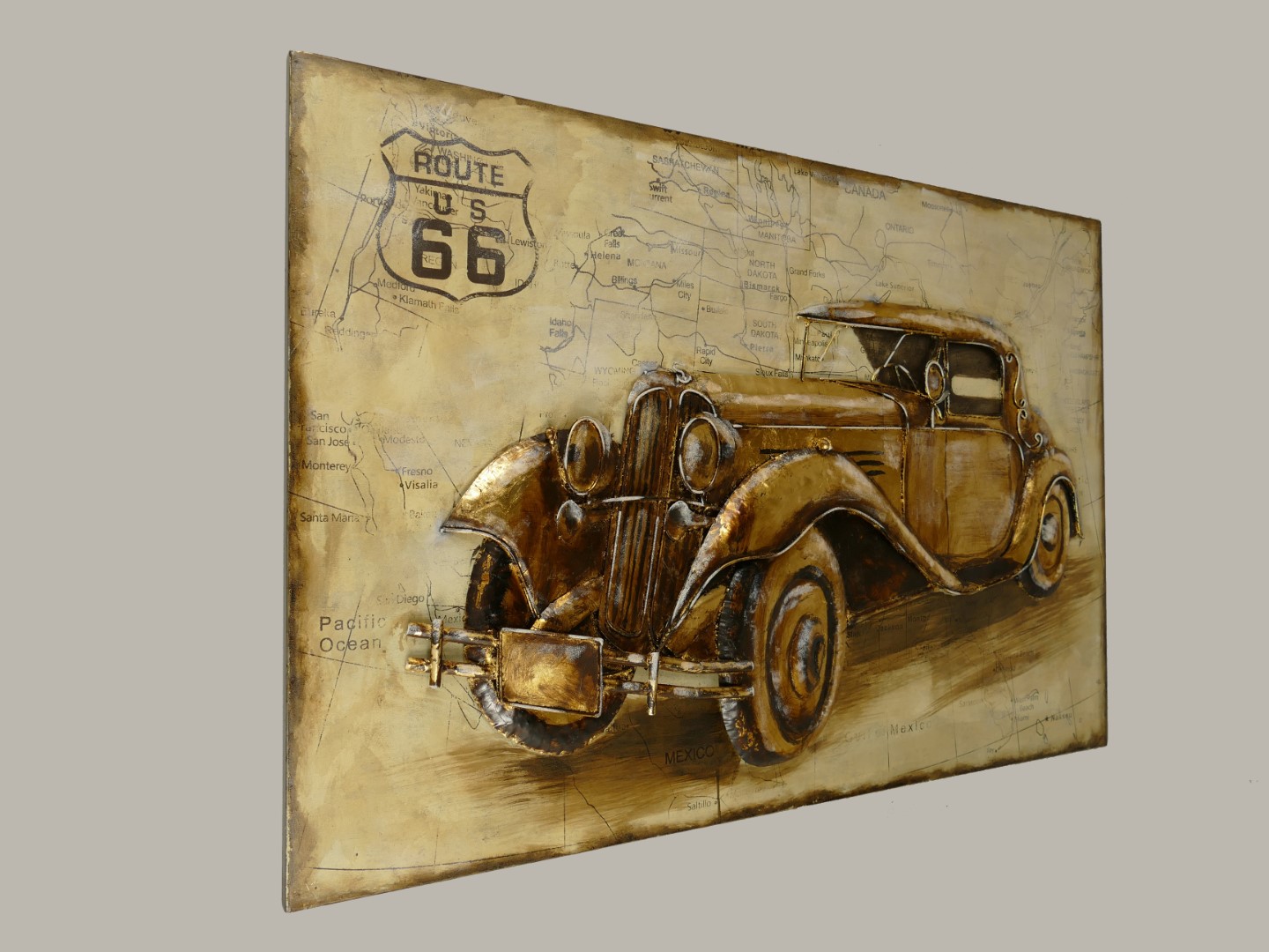 (*)Metallbild (3D) Eisen Auto L.120x80cm