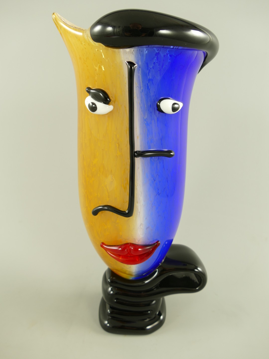 Glas Vase mit Gesicht farbe H.17cm