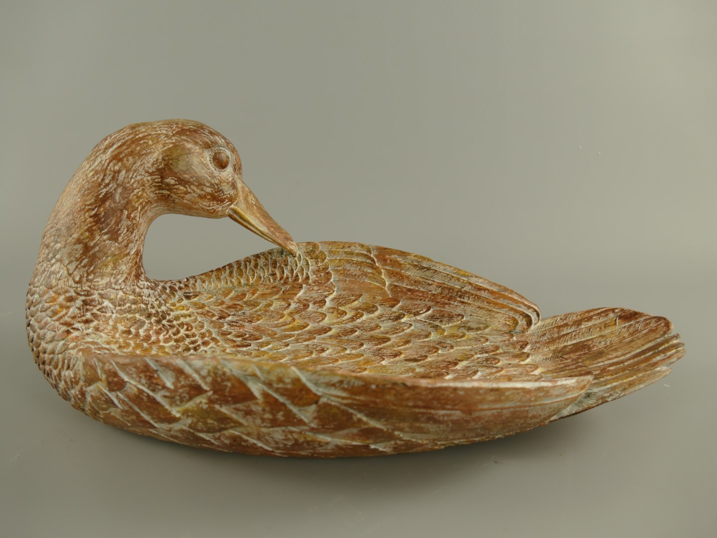 *RAUS-50% Schale Swan Polyst. Holz farbig L.38cm