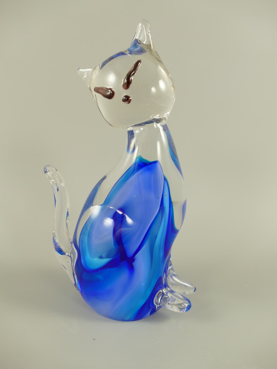 Glasfigur Katze farbe H.20x12cm