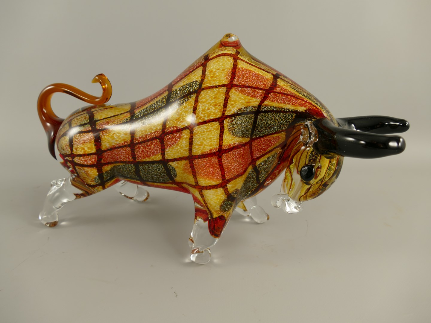 Glasfigur Bülle farbe L.40x23cm