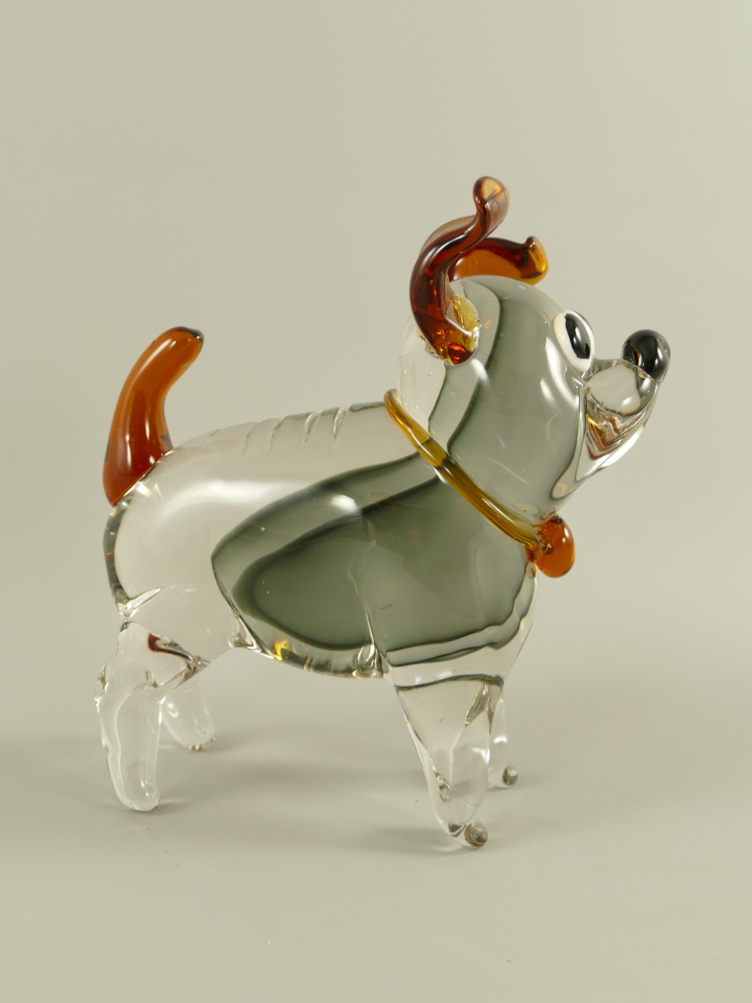 Glasfigur Hund farbe H.22cm