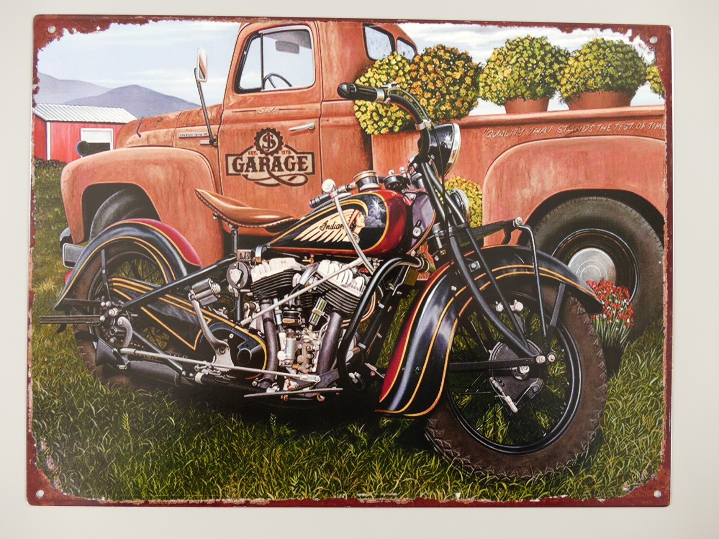 *ANG. Wandschild Eisen Motor &amp; Auto H.25x33cm