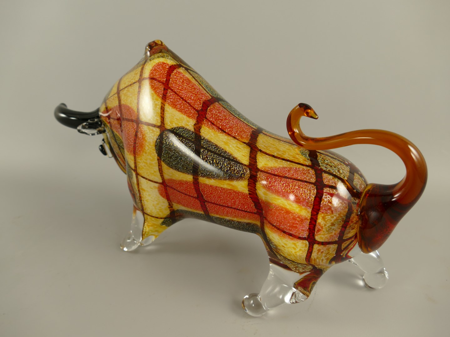 Glasfigur Bülle farbe L.40x23cm