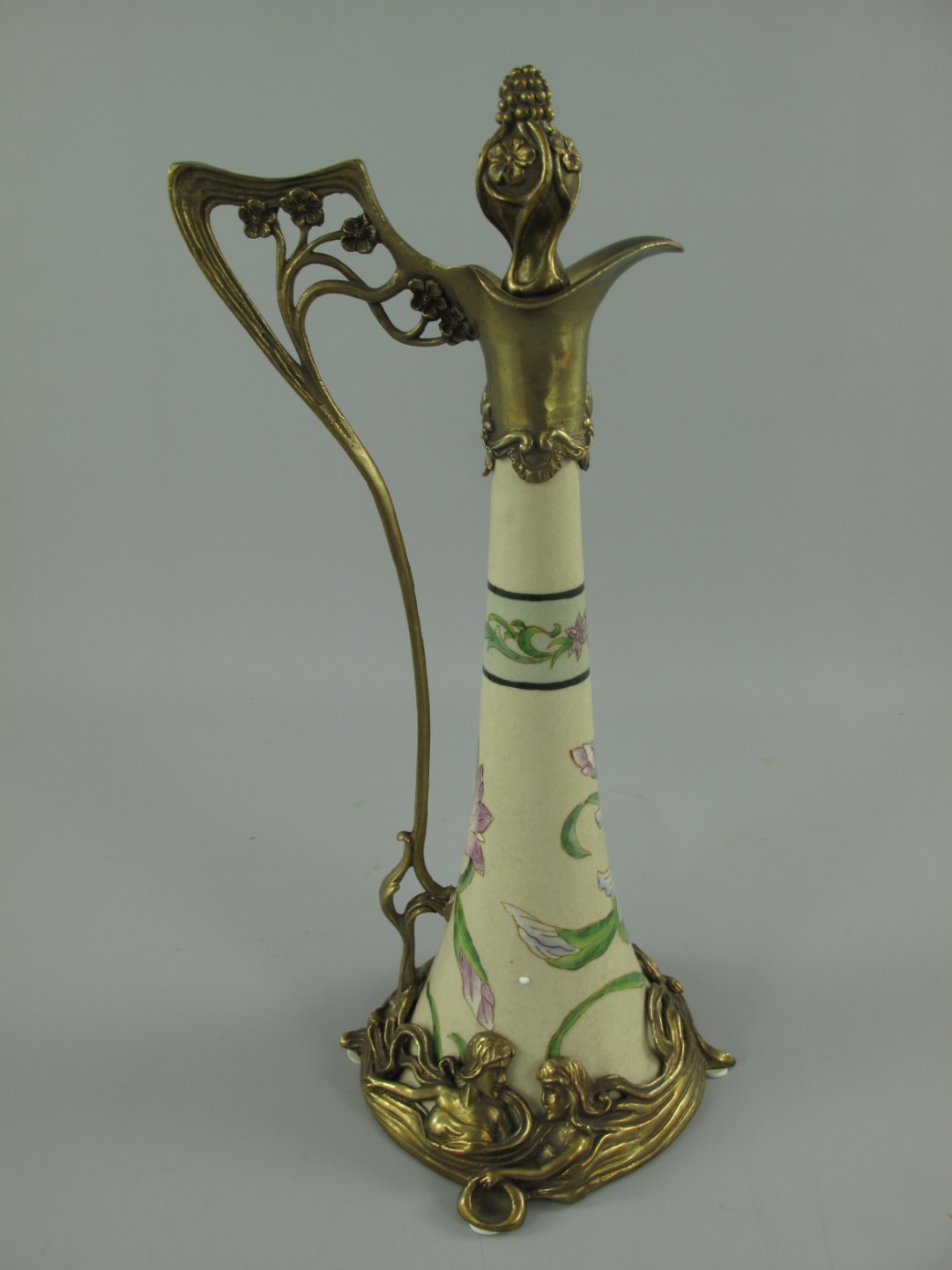 *A? Porzellan/Messing Jugendstil Flasche H.35x16cm