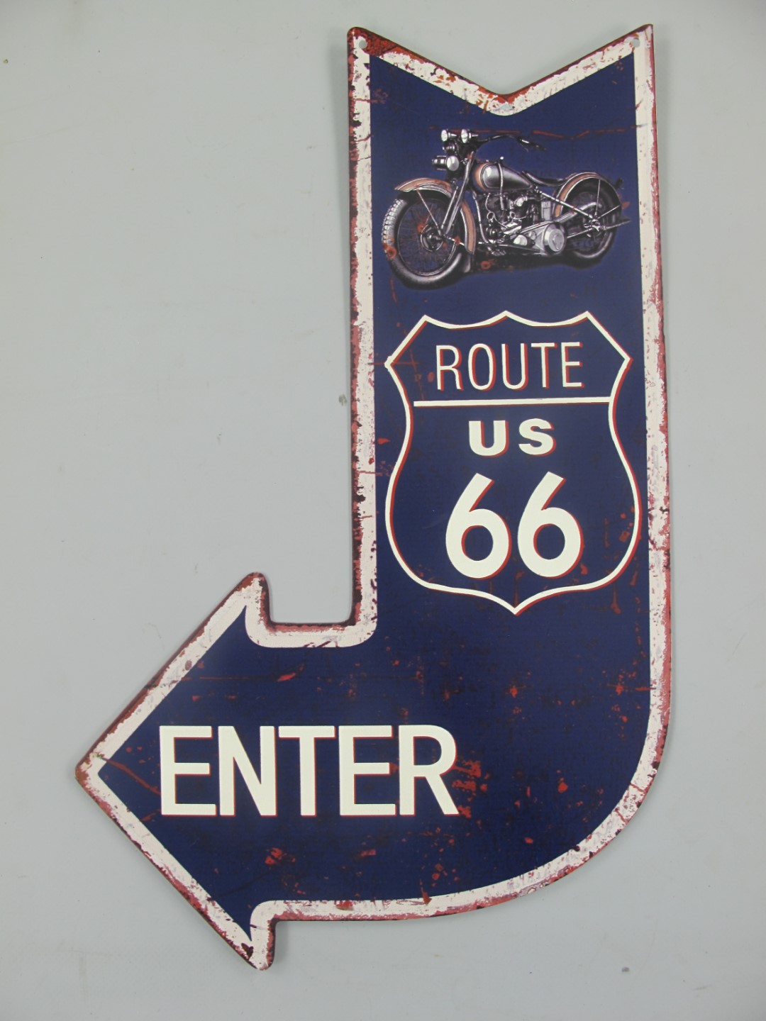 *ANG. Wandschild Eisen Route*66 Enter H.40x25cm