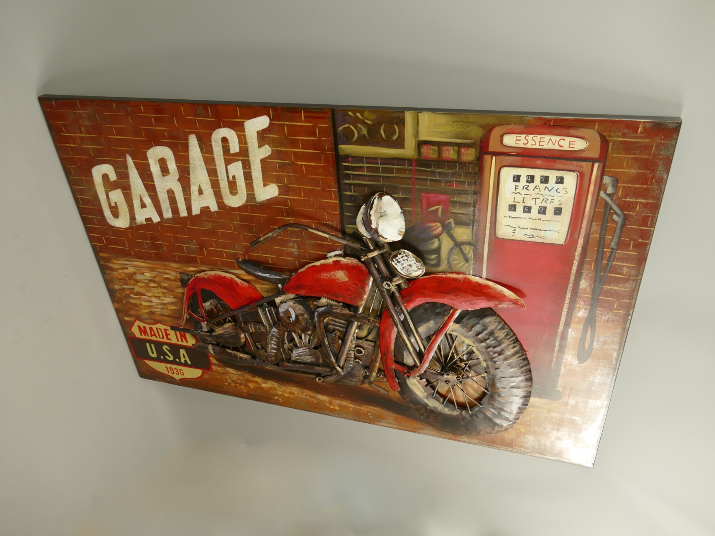 (*)Metallbild (3D) Eisen Motor L.120x80cm