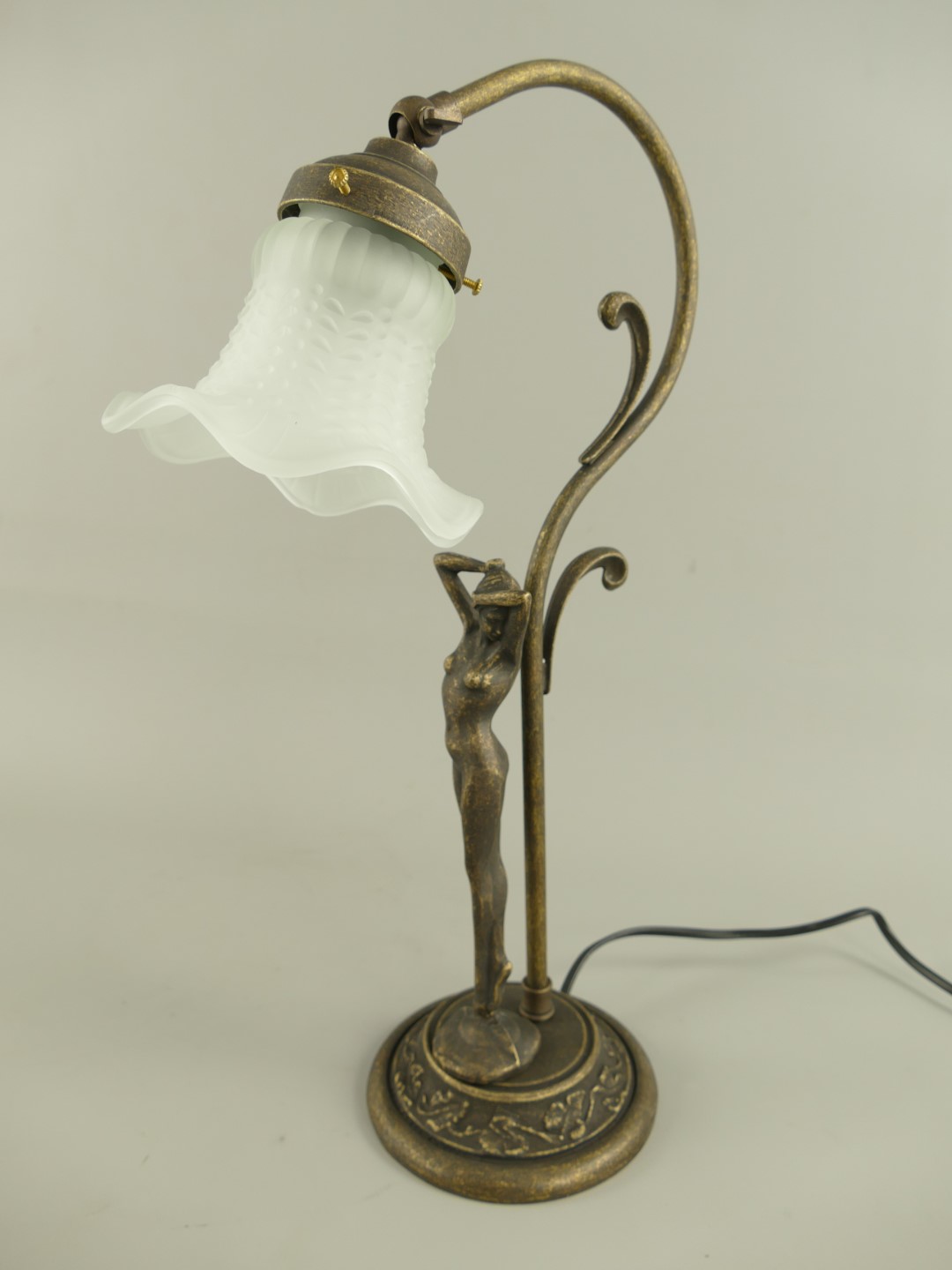 Lampe Messing brün. Schirm(176.020) H.44cm