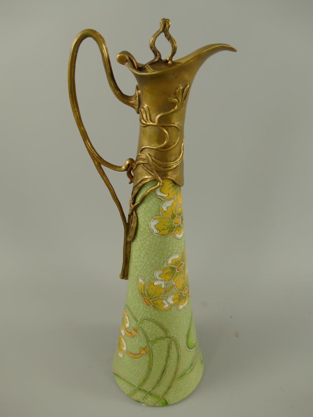 Porzellan/Messing Jugendstill Vase H.40cm