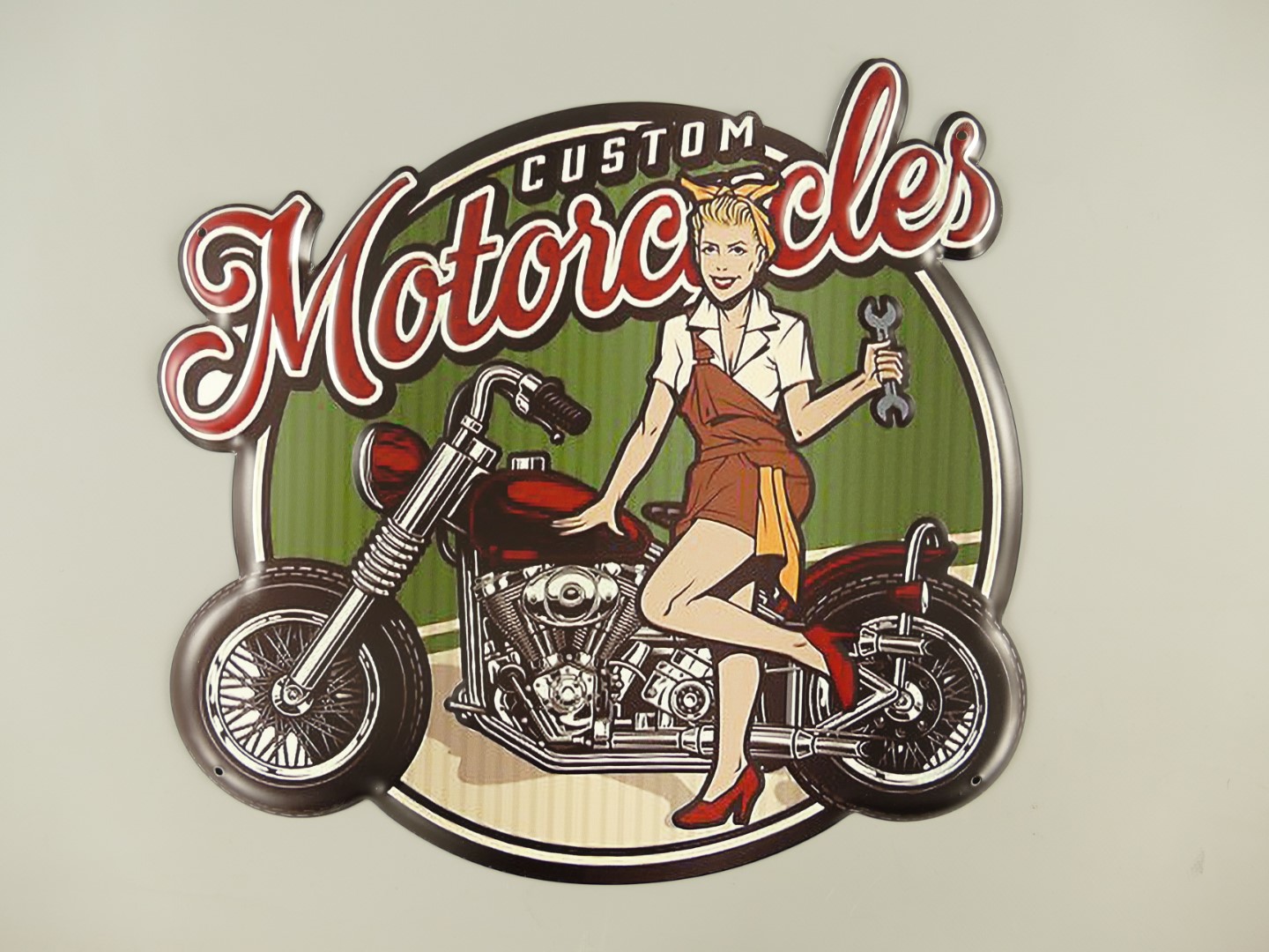 Wandschild(Gestanz) Custom Motorcicles L.40cm