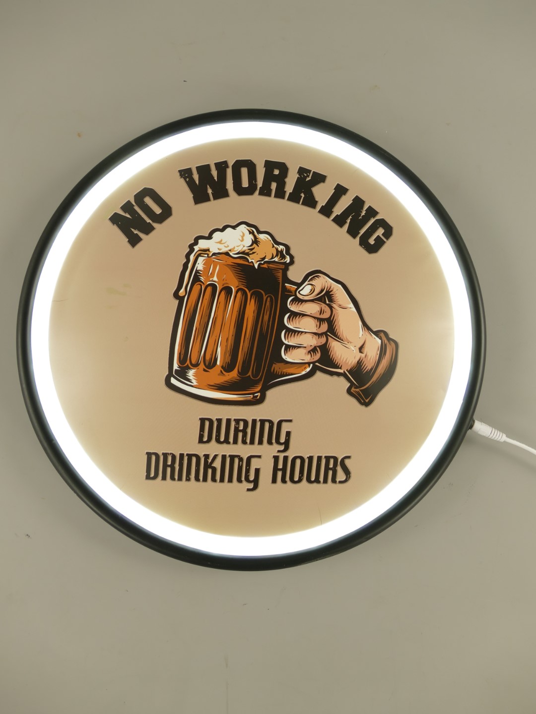 Wandschild(Gestanzt) mit Led Drinking Hours D.38cm Wandschild(Gestanzt) mit Led Drinking Hours D.38cm