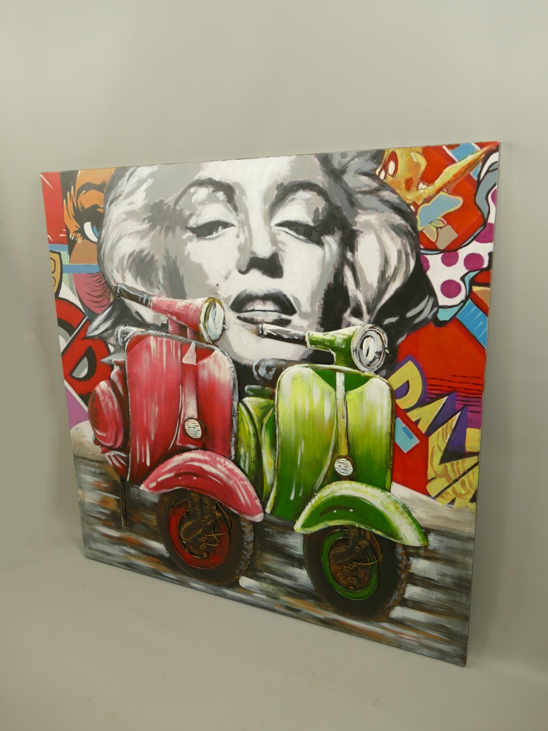 (*) Metallbild (3D) Eisen Scooter H.100x100cm
