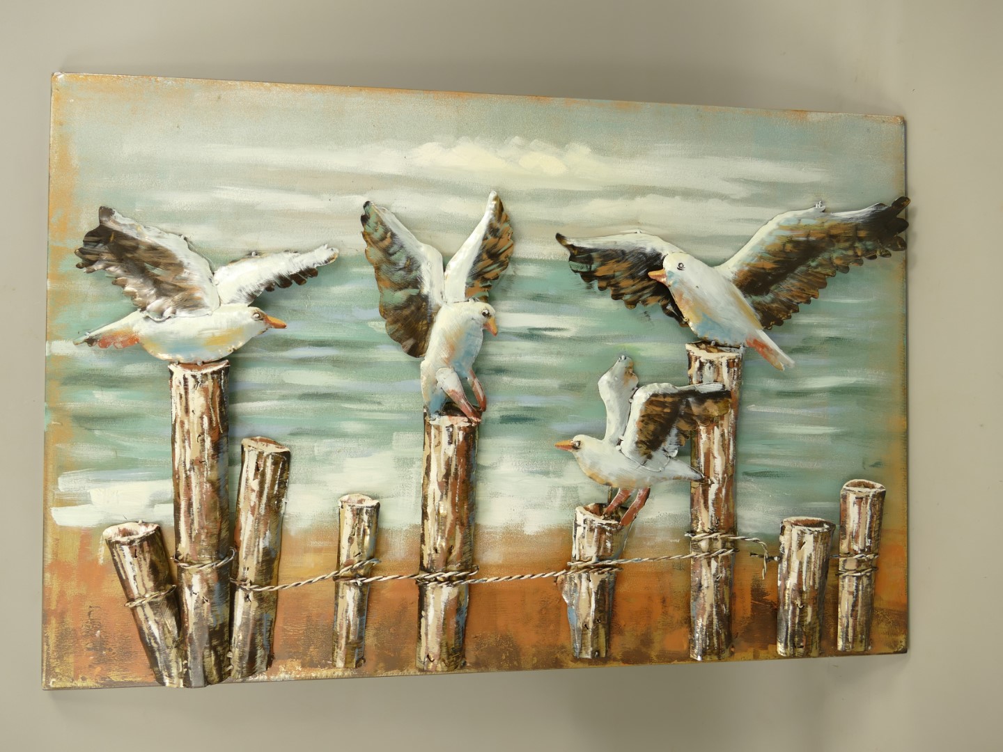 (*) Metallbild (3D) Eisen Möwen L.90x60cm