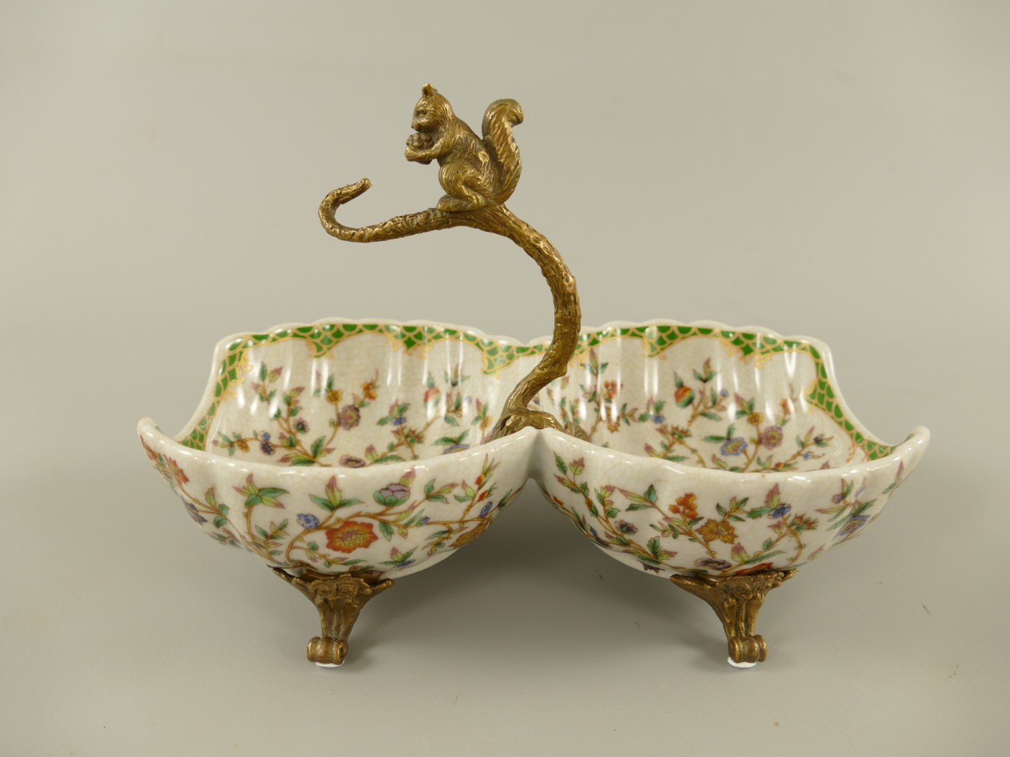 Schale Eichhörnchen Porzellan/Messing L.22x16cm Schale Eichhörnchen Porzellan/Messing L.22x16cm