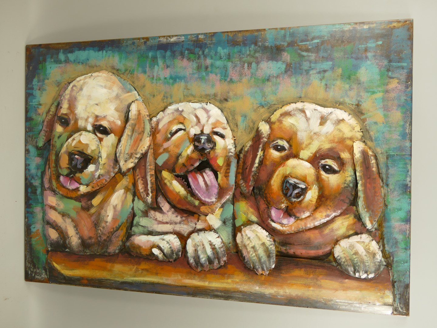 (*)Metallbild (3D) Eisen Hunde L.120x80cm