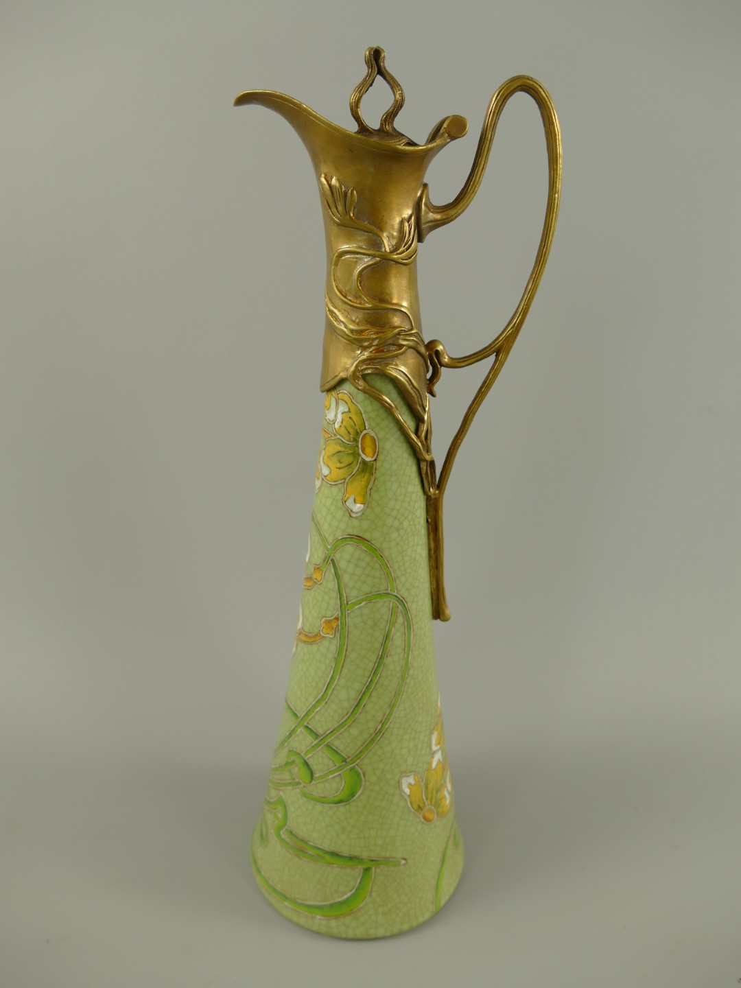 Porzellan/Messing Jugendstill Vase H.40cm Porzellan/Messing Jugendstill Vase H.40cm