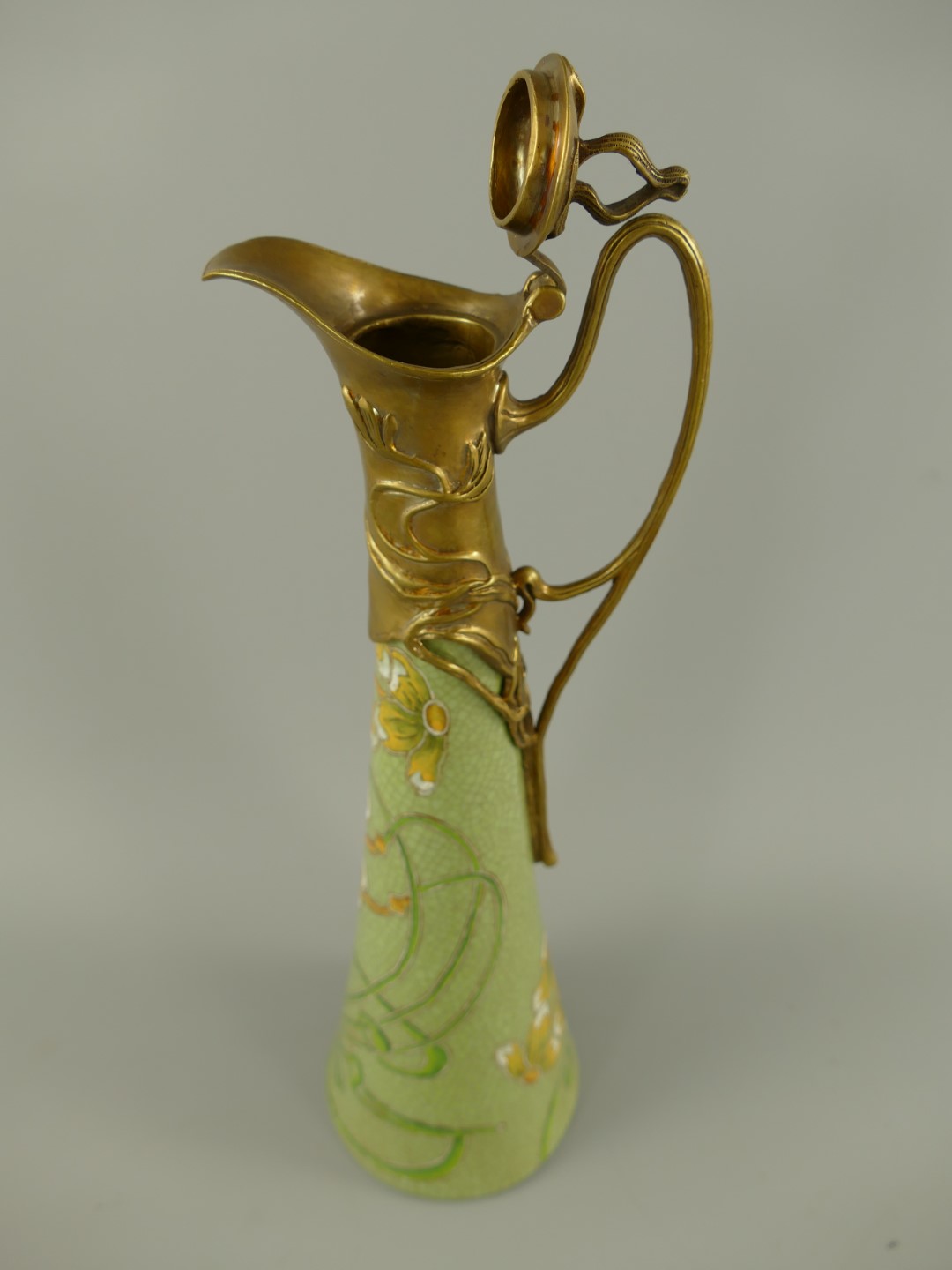 Porzellan/Messing Jugendstill Vase H.40cm