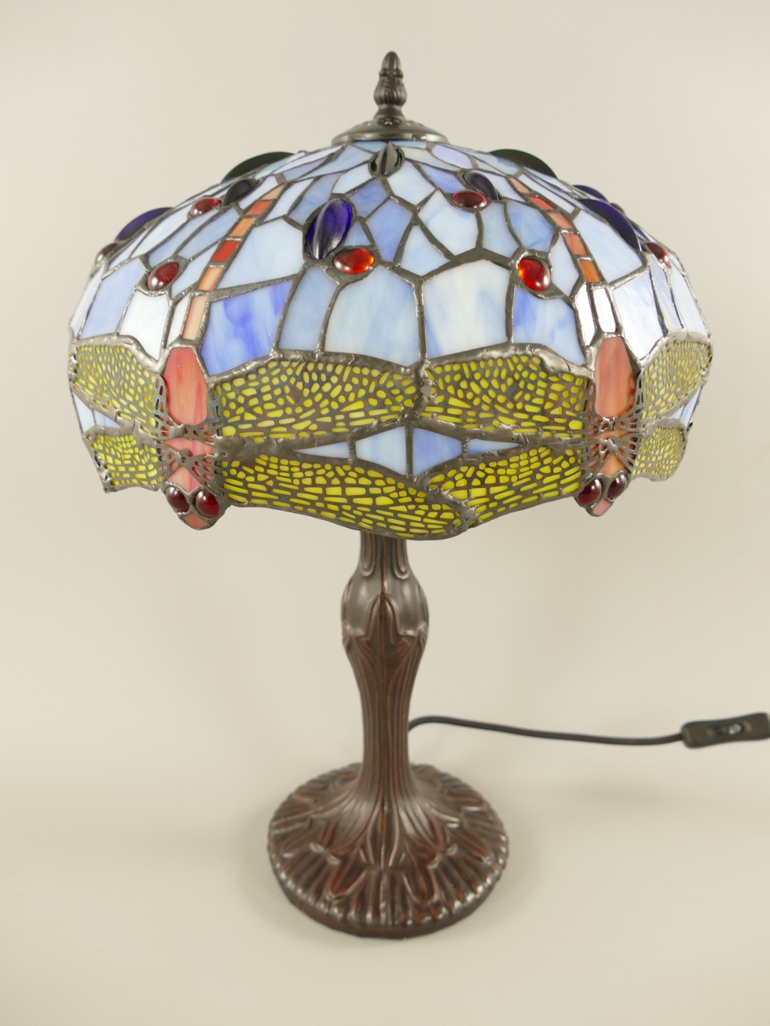 Lampe Tiffany Blau fassung E27 H.46cm