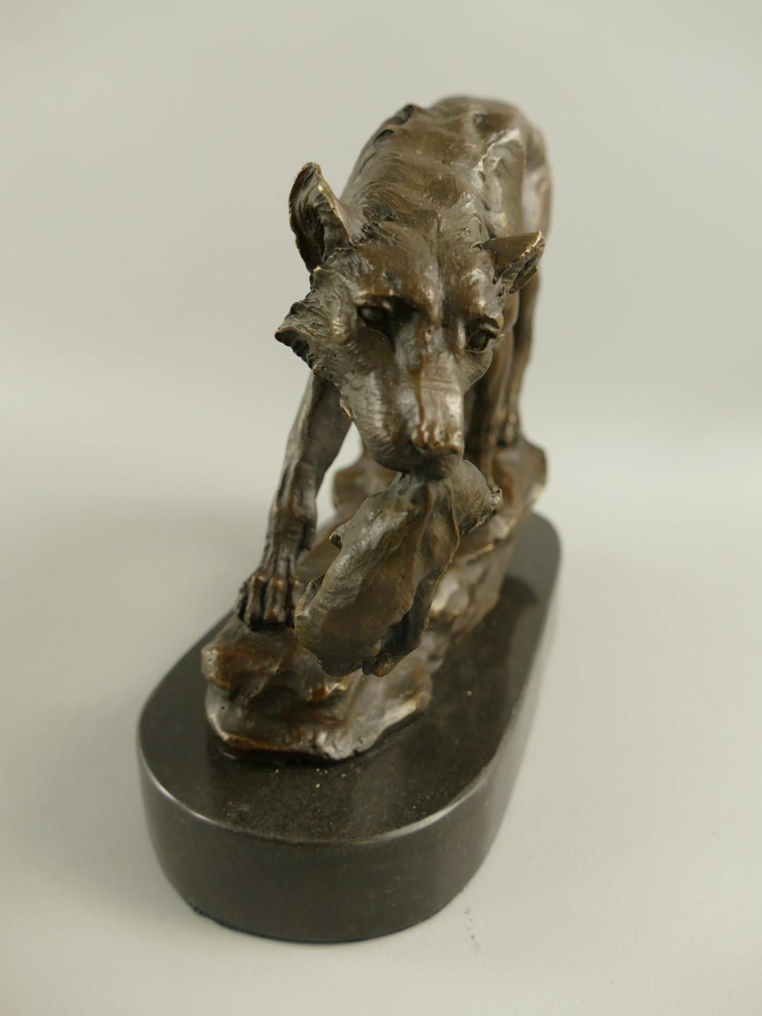 Bronze Figur Wolf mit Jungtier H.20x24cm