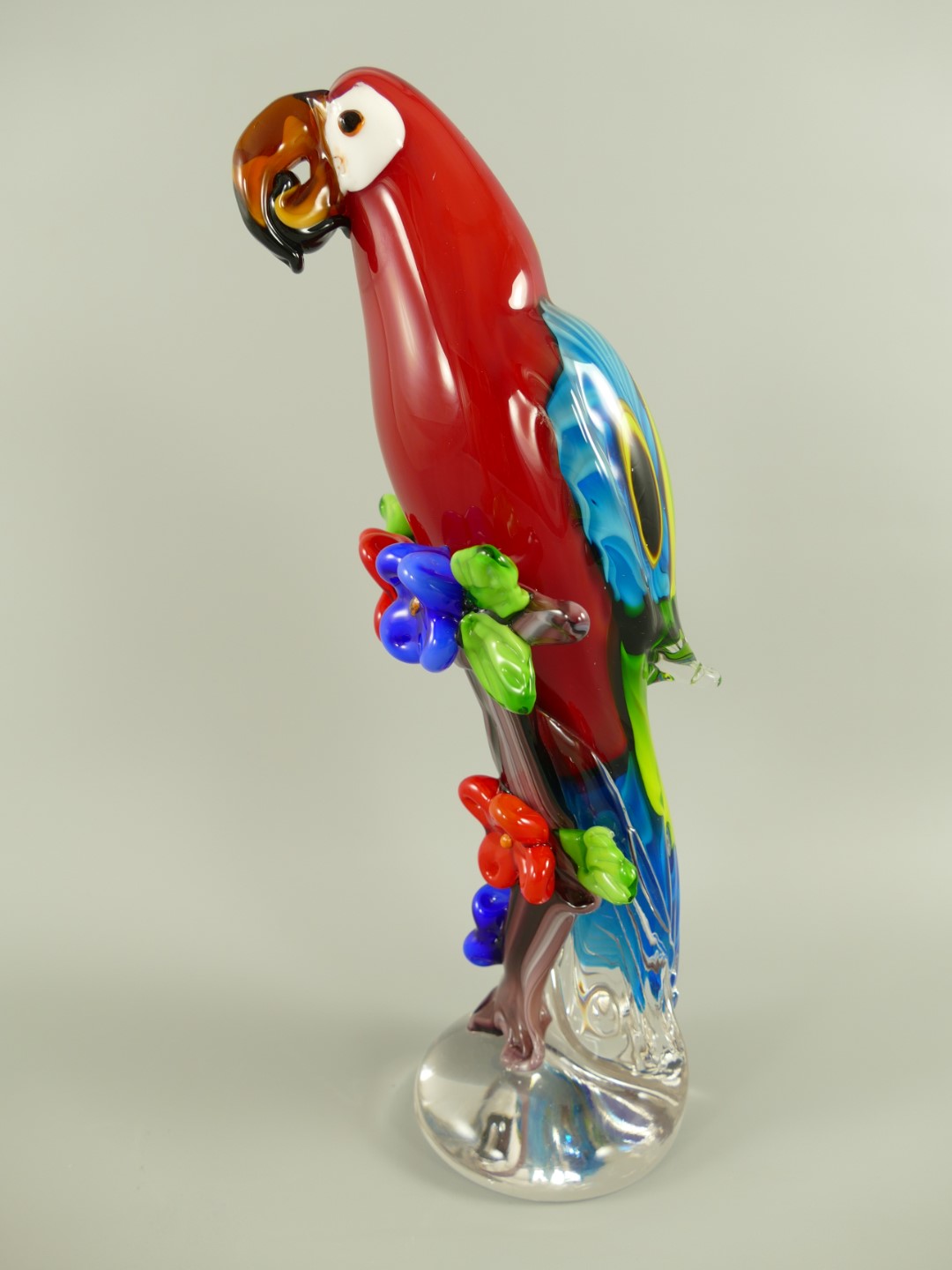 Glasfigur Papagei Murano farbe H.39cm